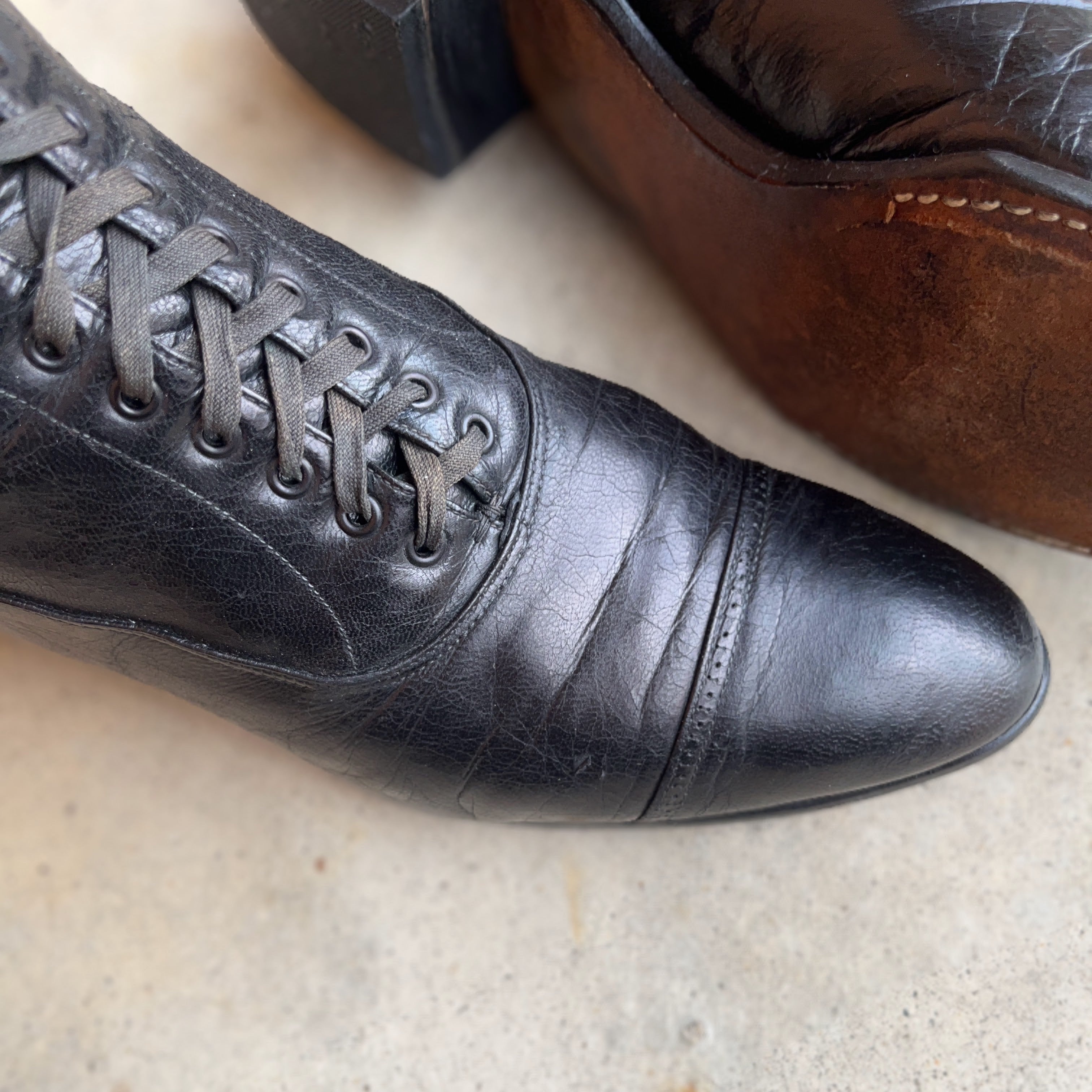 c. 1910s Black Lace Up Boots | Approx Sz 8