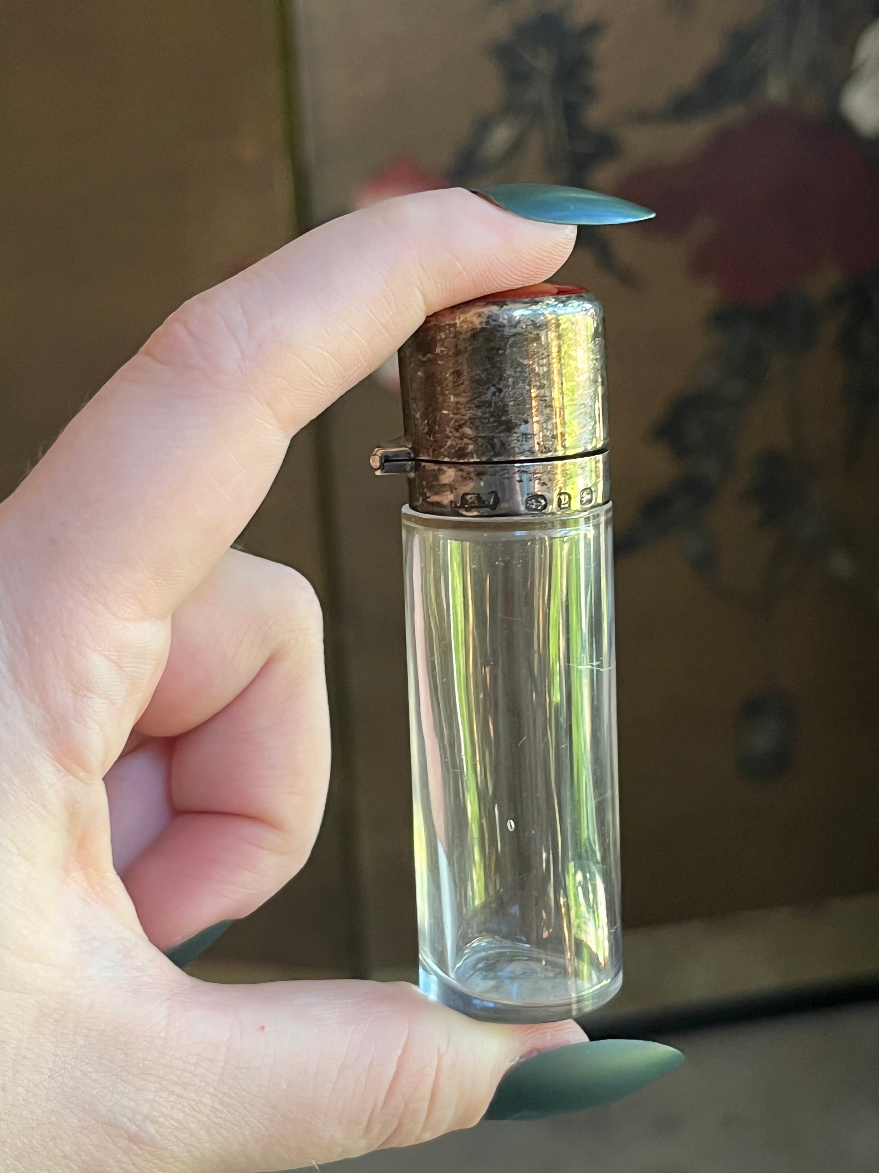 1898 Sterling Silver Guilloche Enamel Perfume Bottle