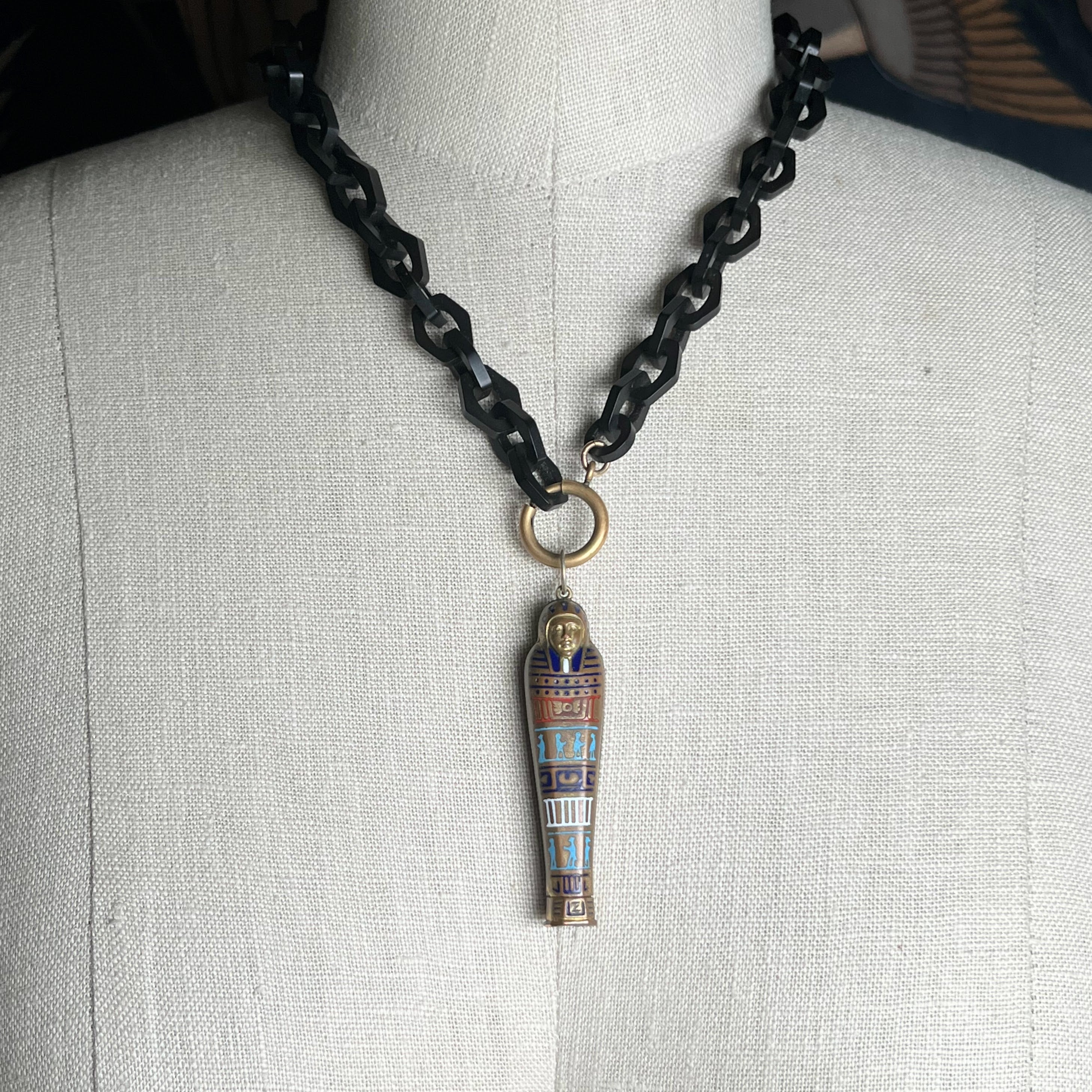 c. 1920s Egyptian Revival Telescoping Pencil Pendant