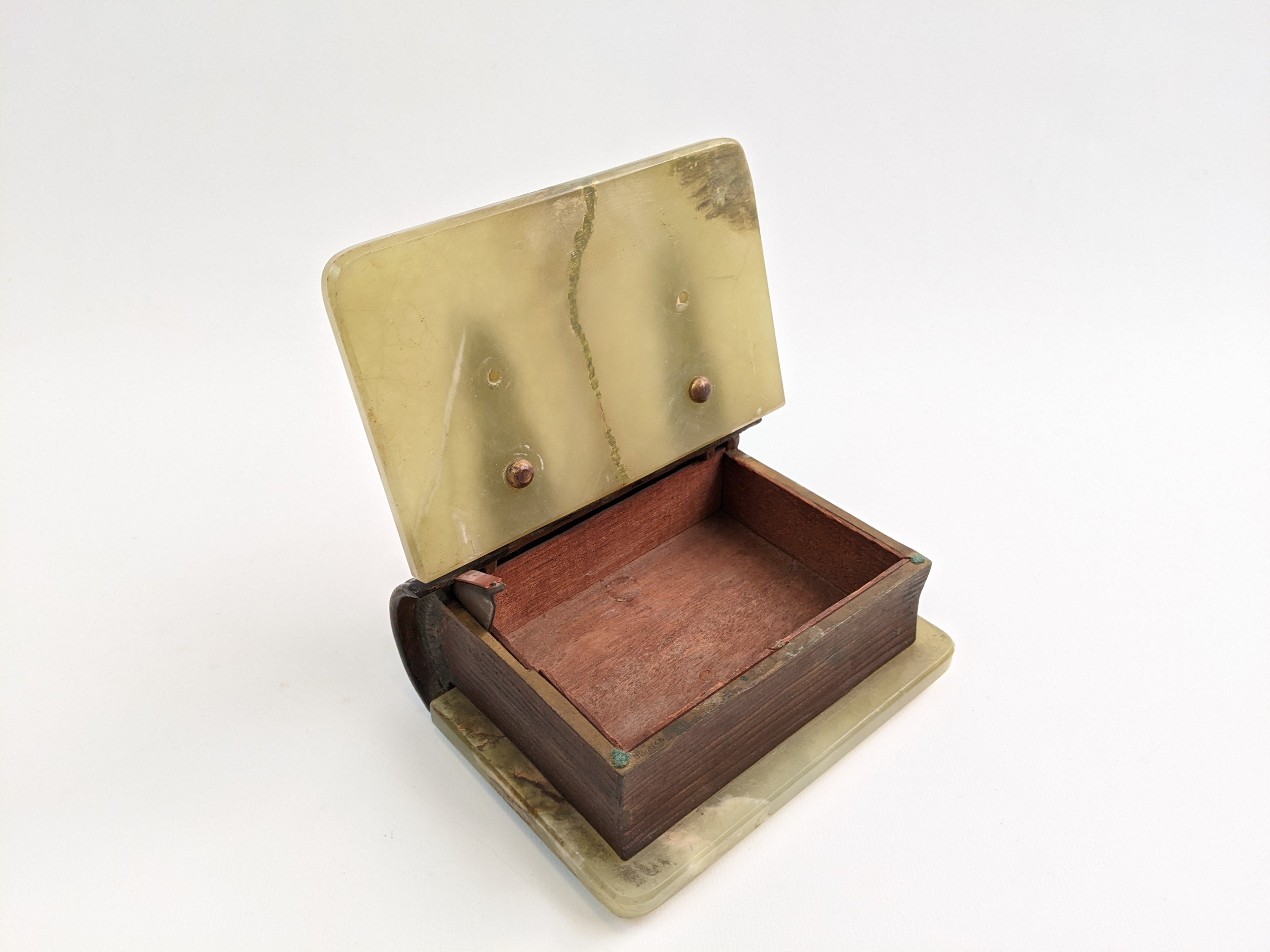 Vintage Green Onyx Stone Book Box
