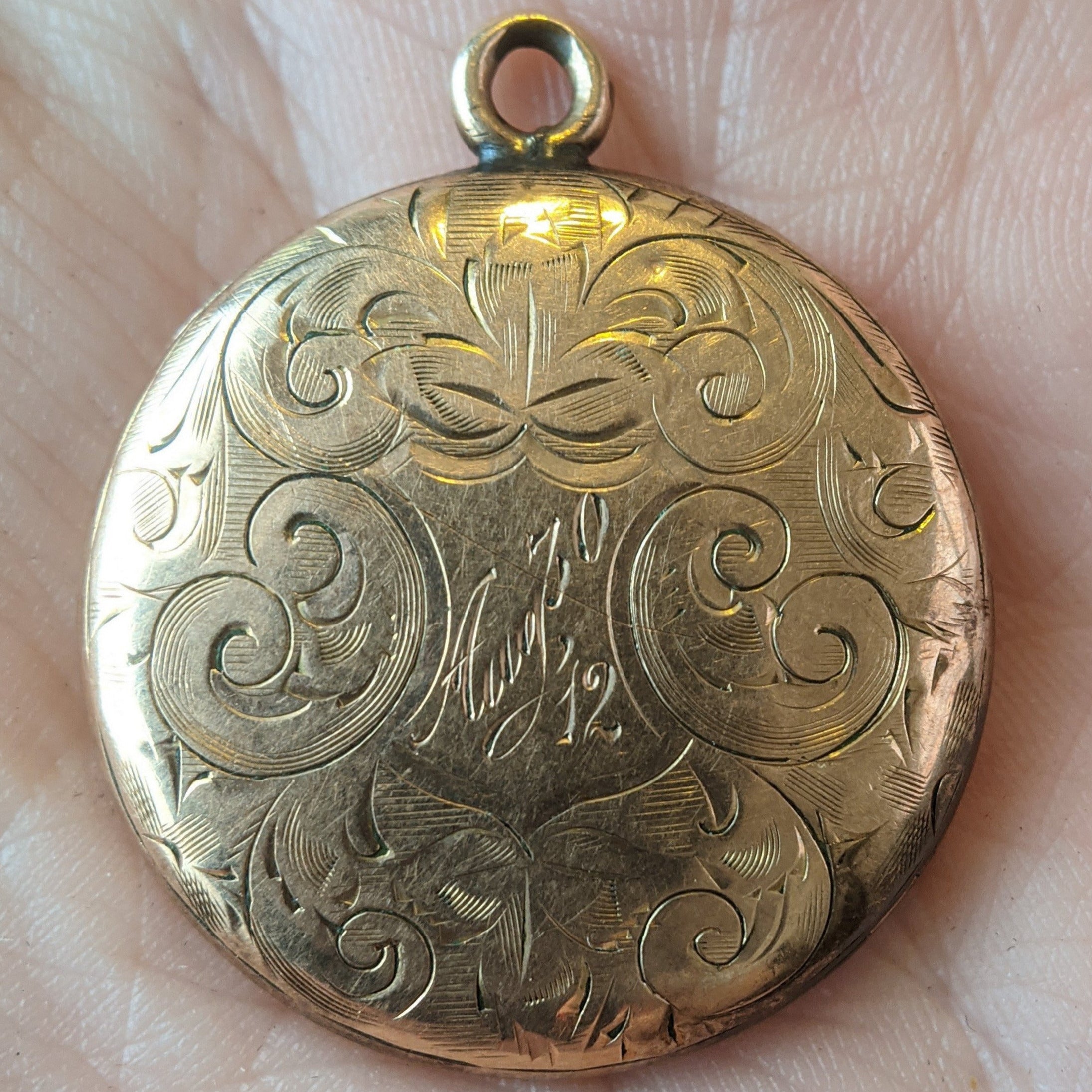 1912 Gold Filled Monogrammed Locket with Photos