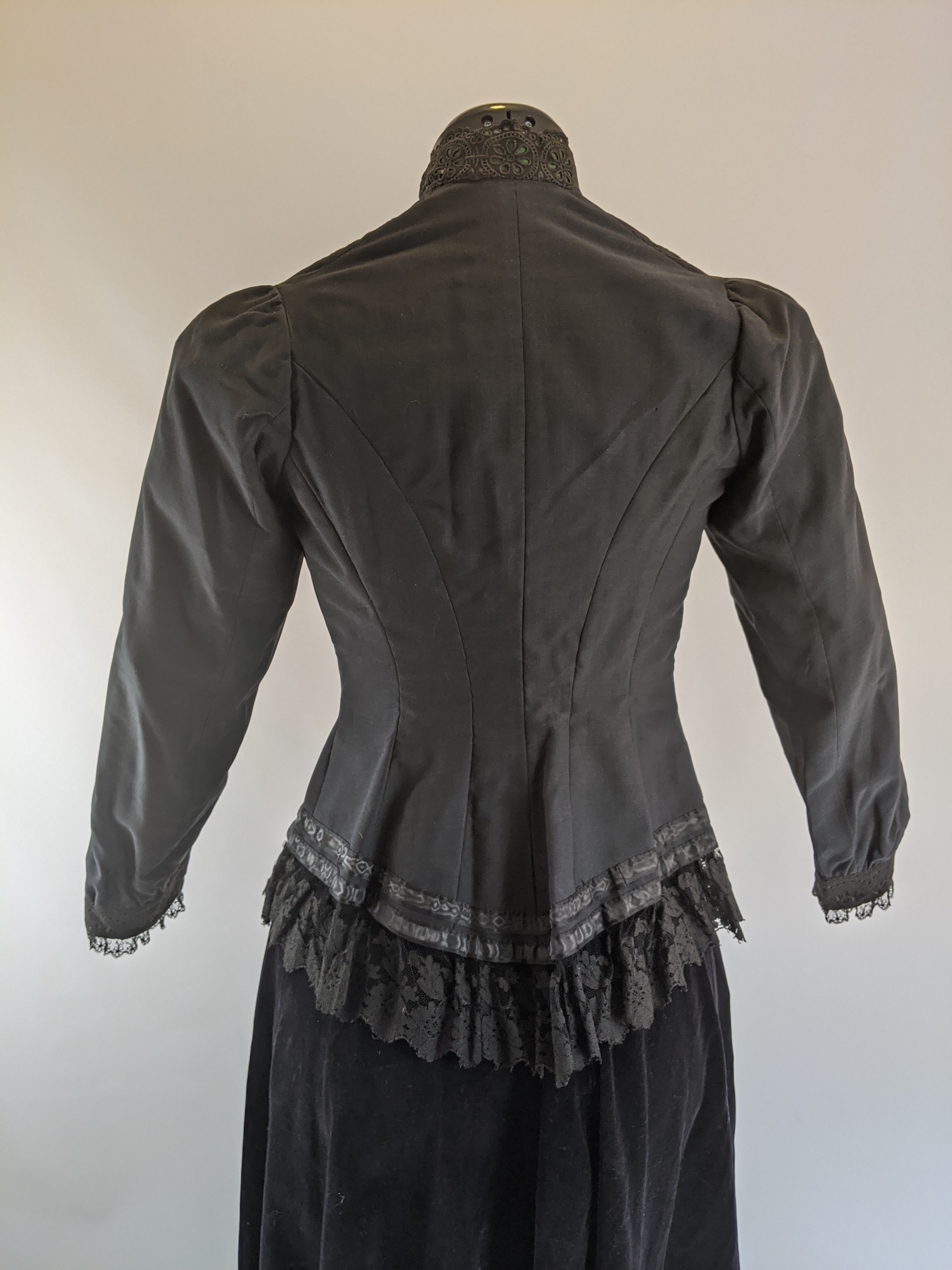 Victorian Black Maternity Blouse with Lace Trim