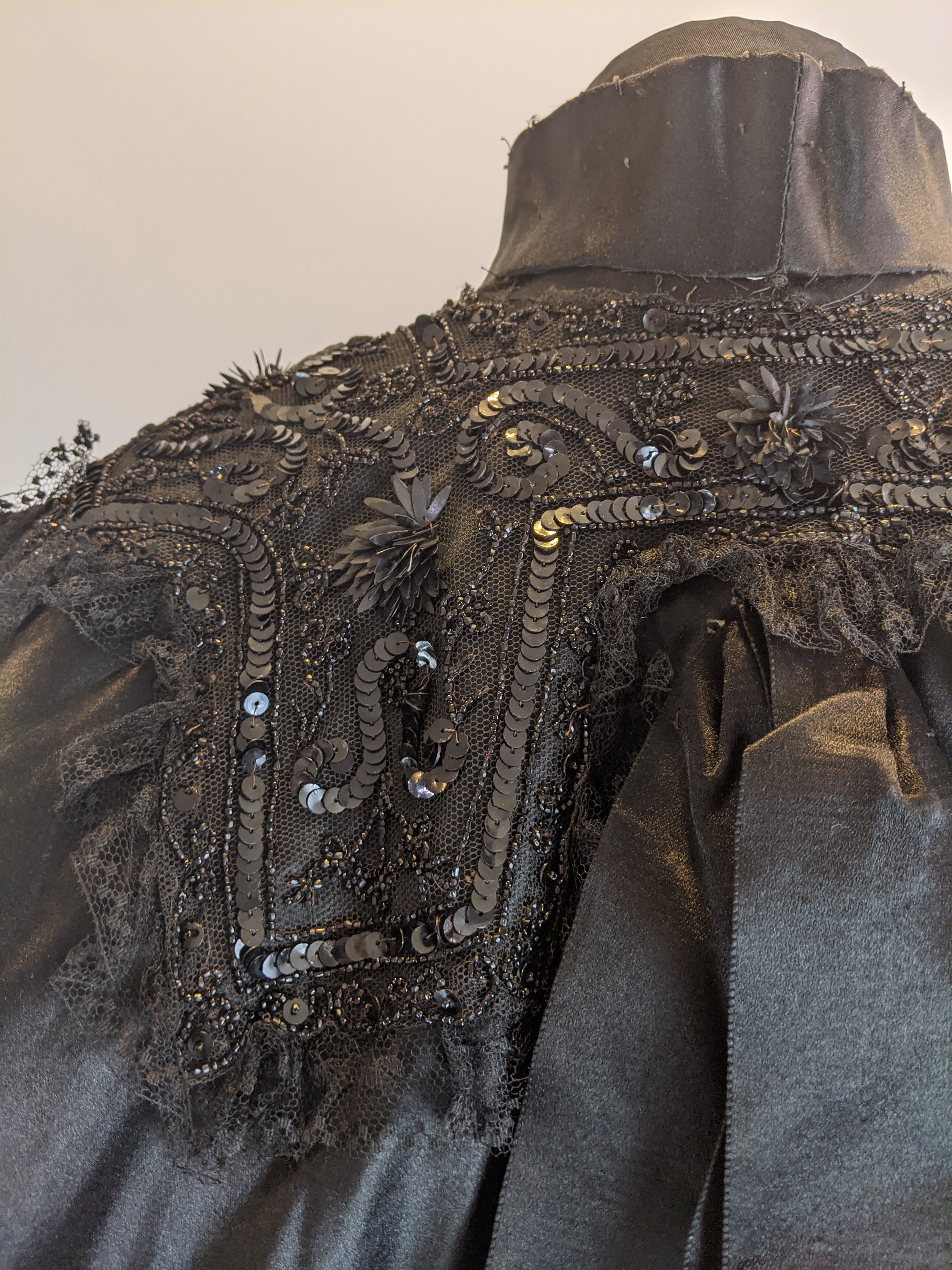 Victorian Black Silk Beaded Capelet