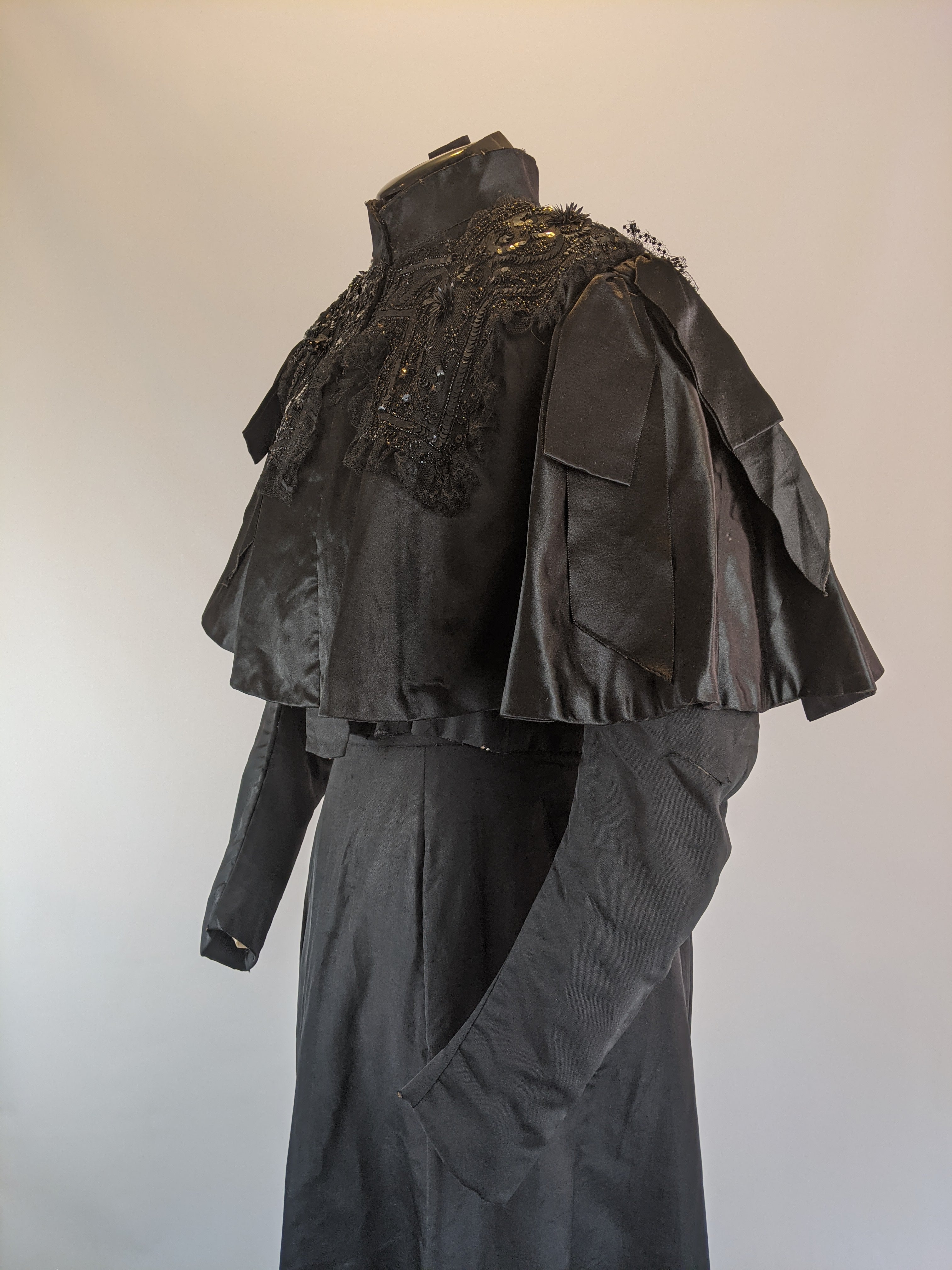 Victorian Black Silk Beaded Capelet