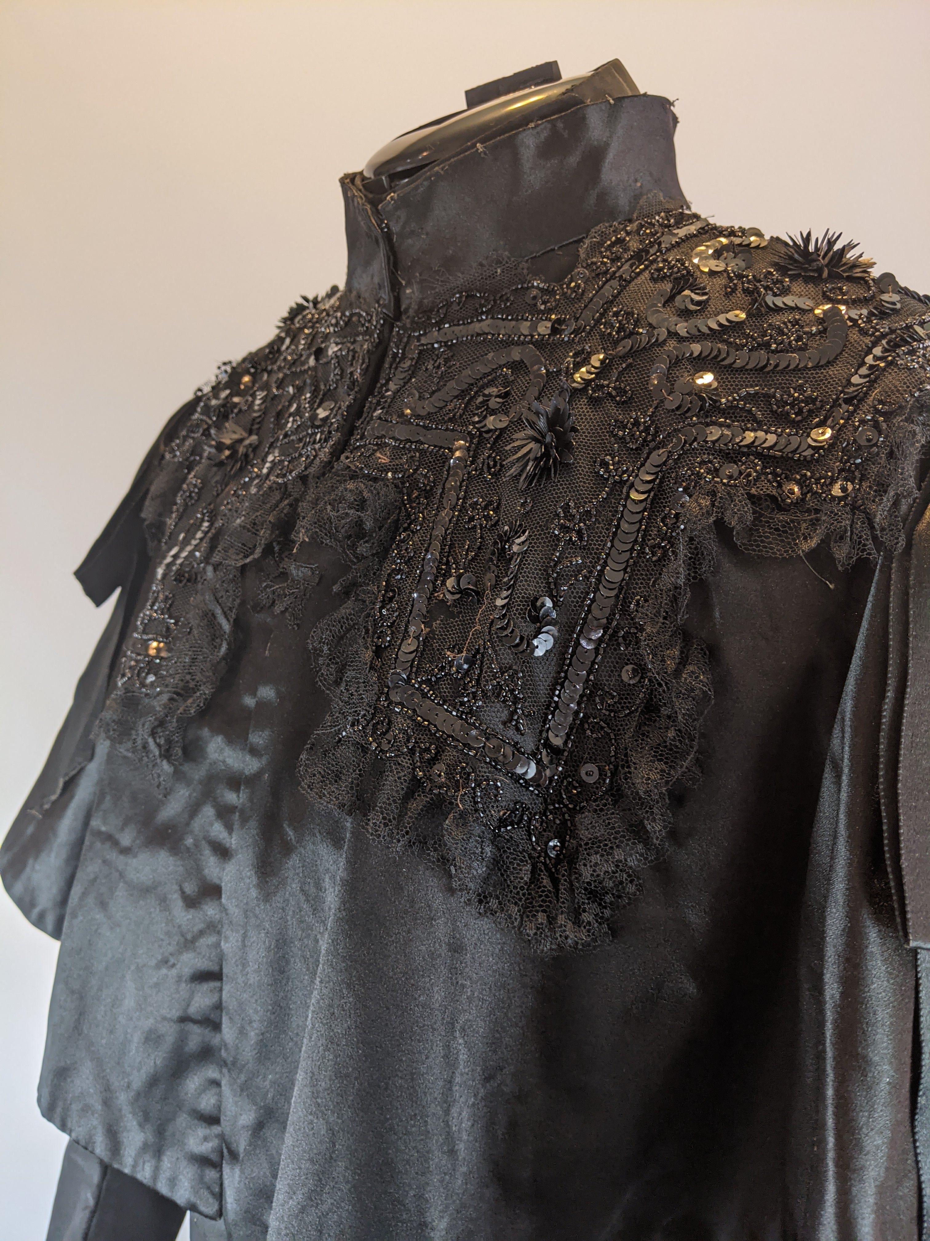 Victorian Black Silk Beaded Capelet