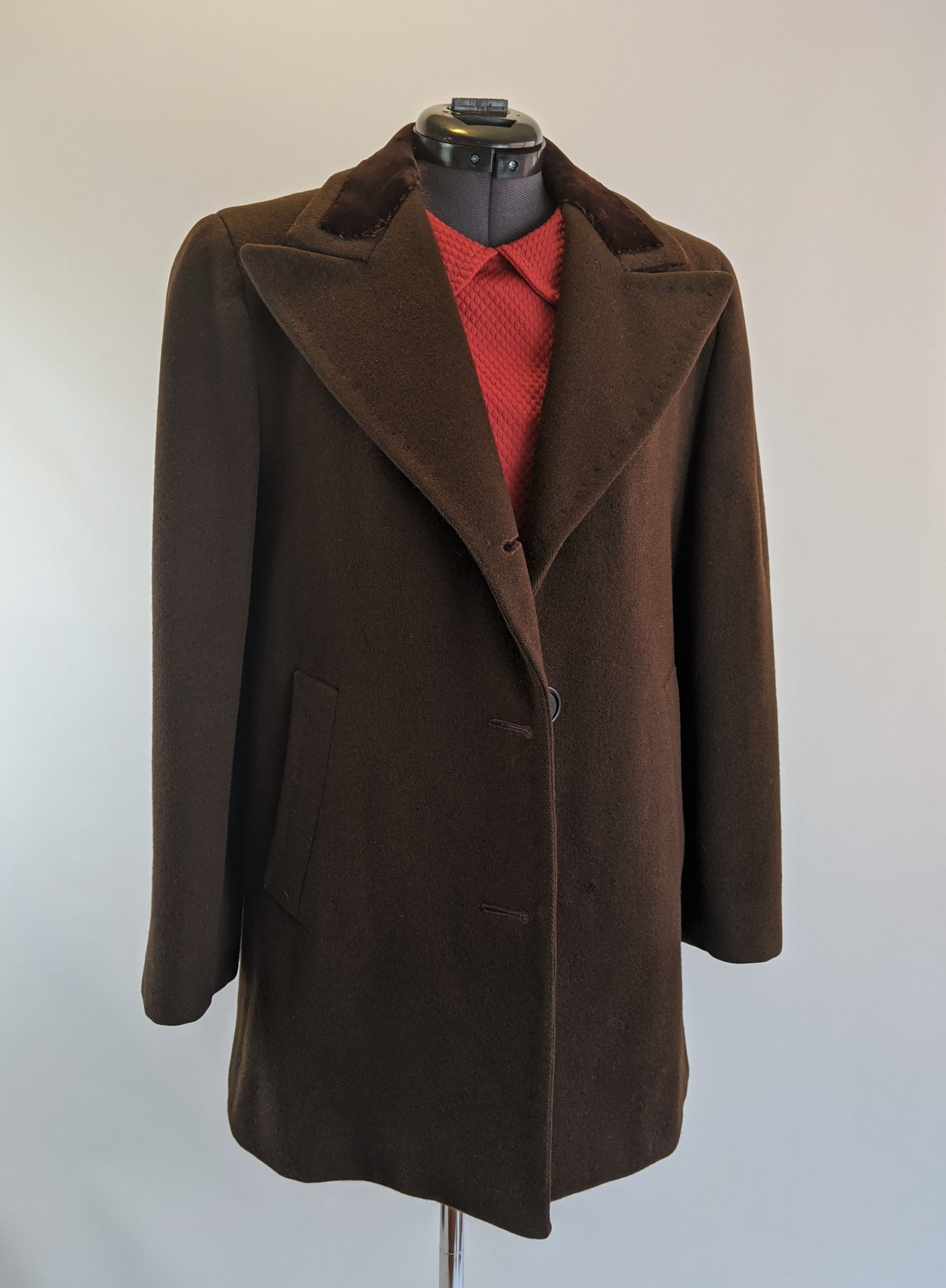 1940s Chocolate Brown Wool Coat