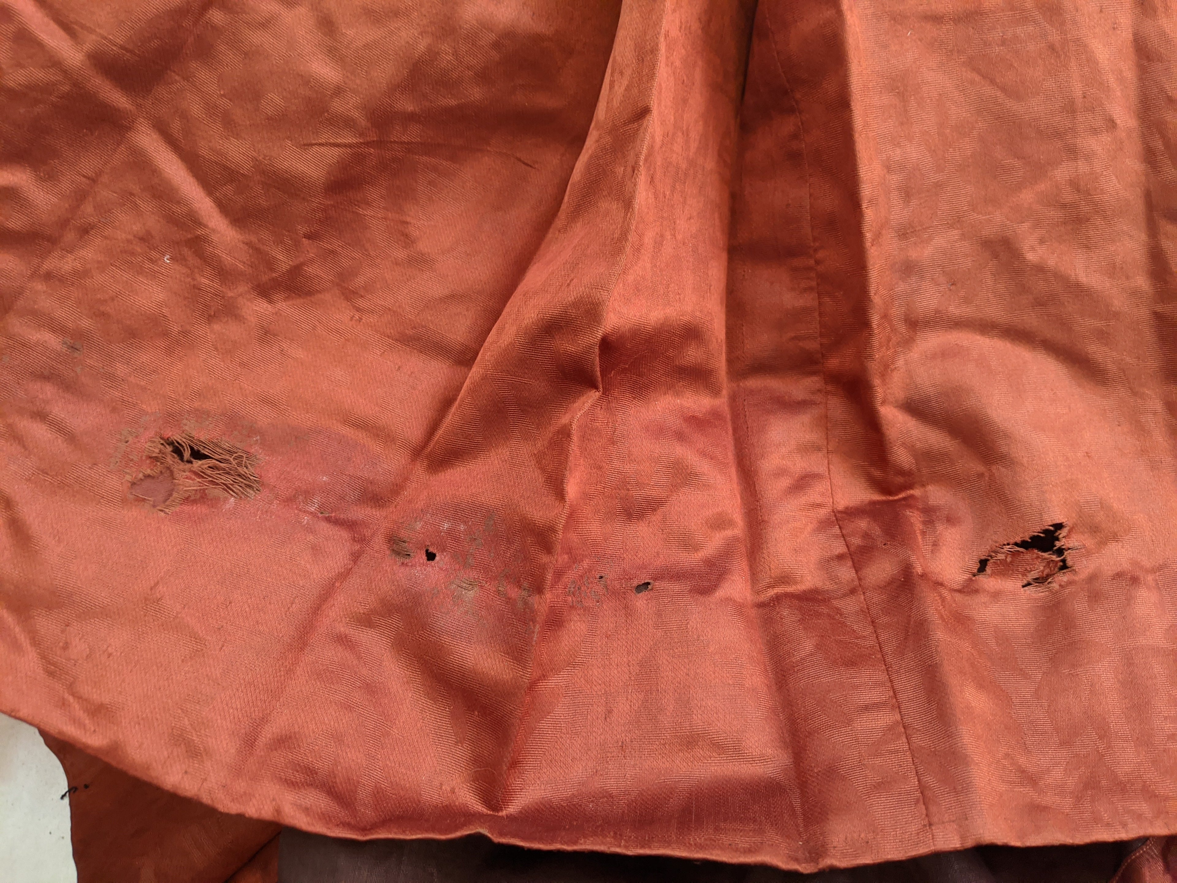 1880s Orange and Black Silk Gown