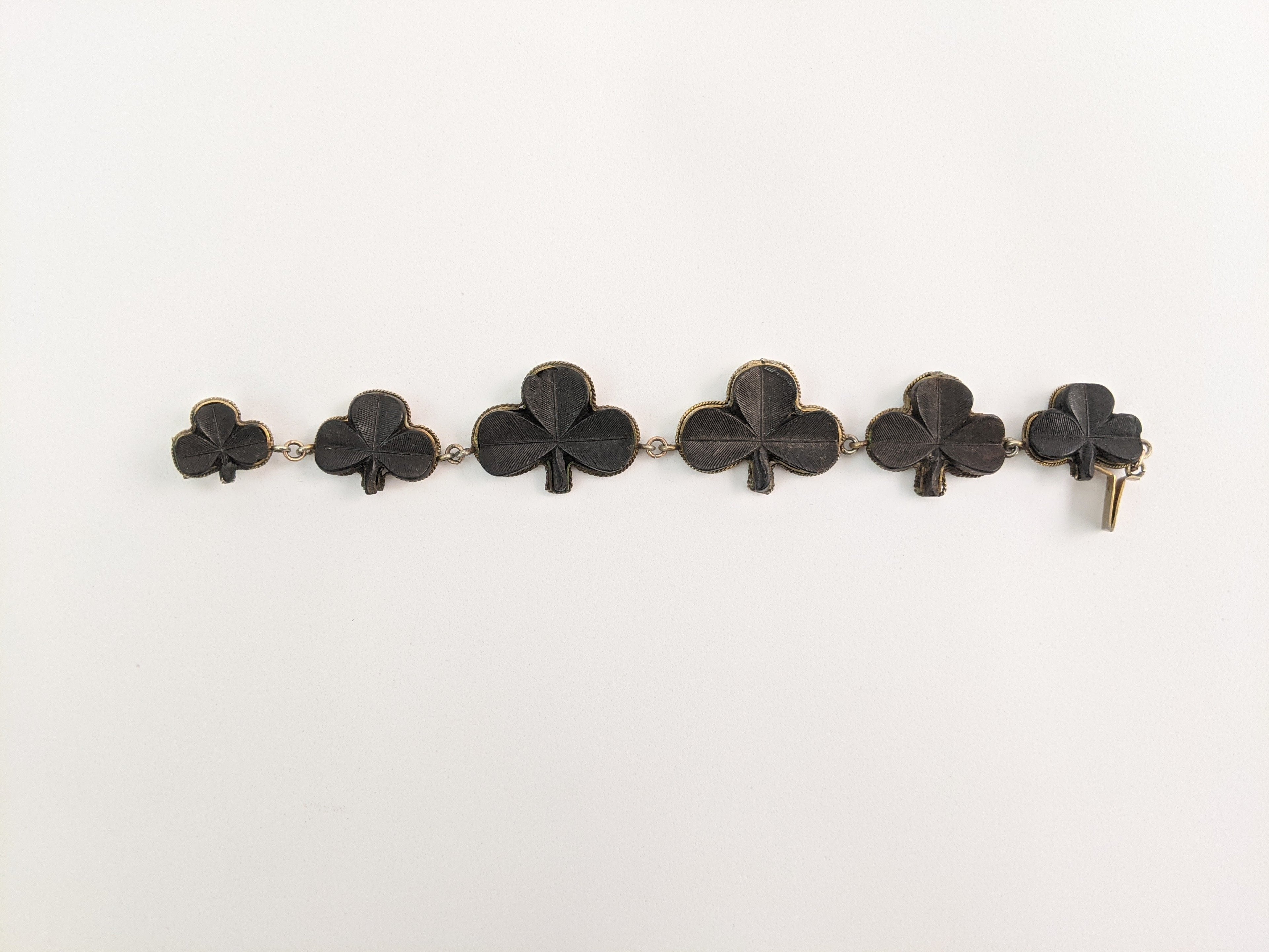 Victorian Bog Oak Shamrock Bracelet