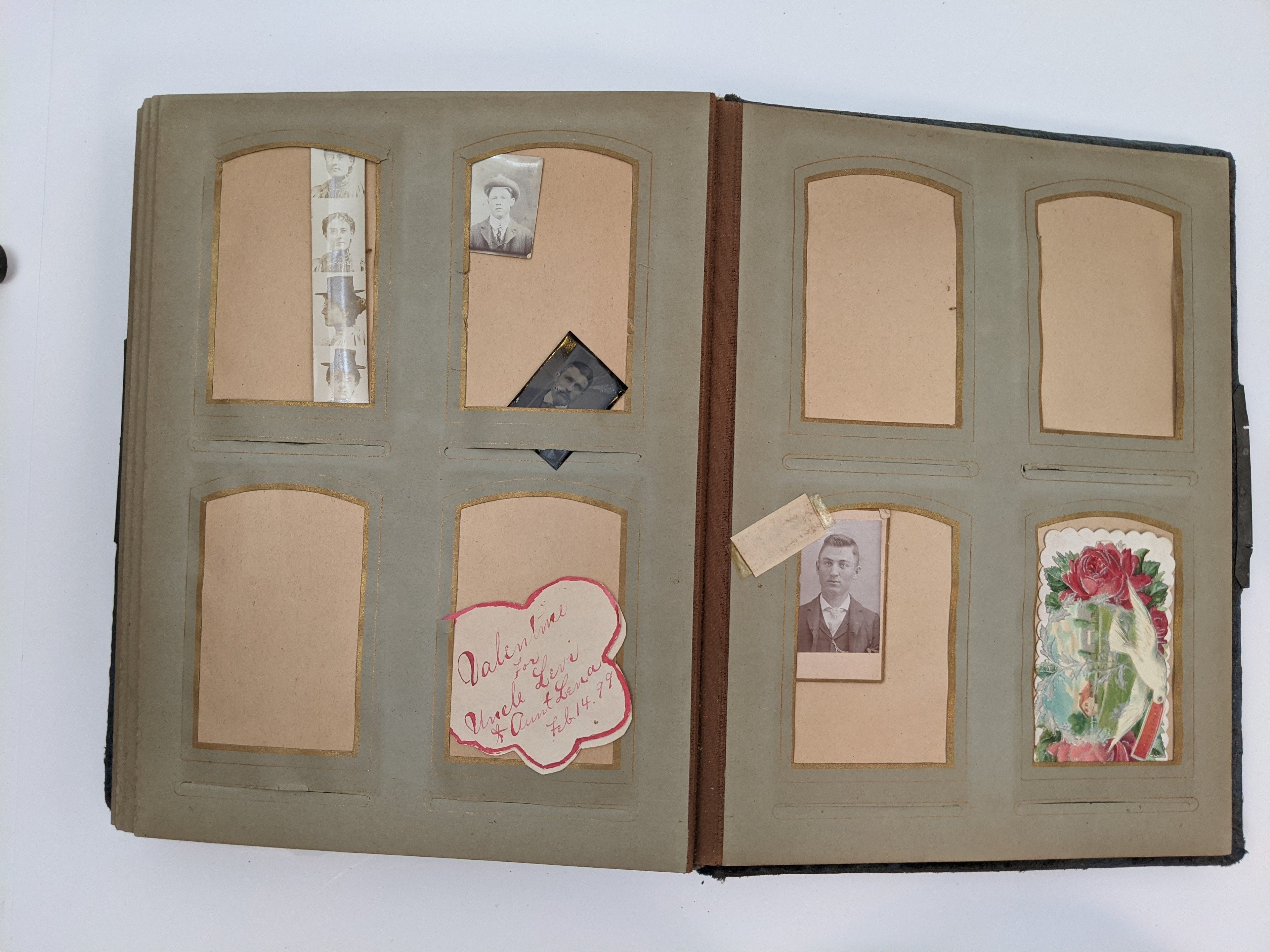 Blue Victorian Photo Album with Photos