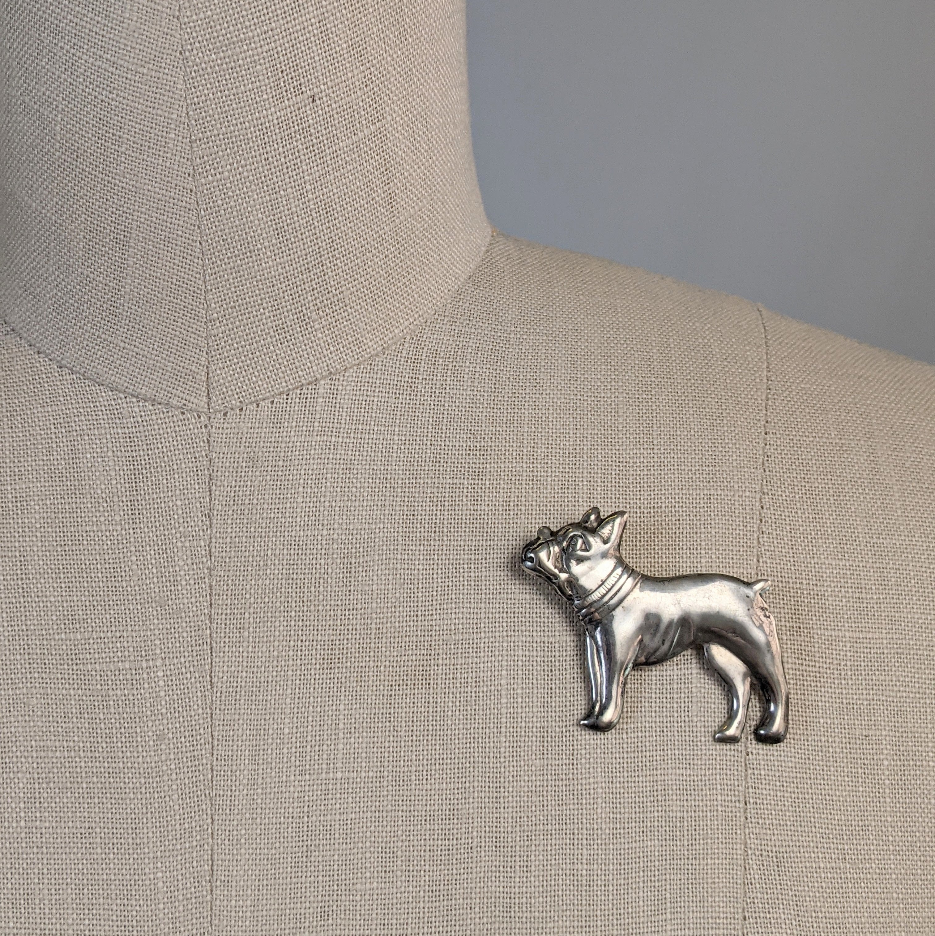 Vintage Sterling Silver Dog Brooch