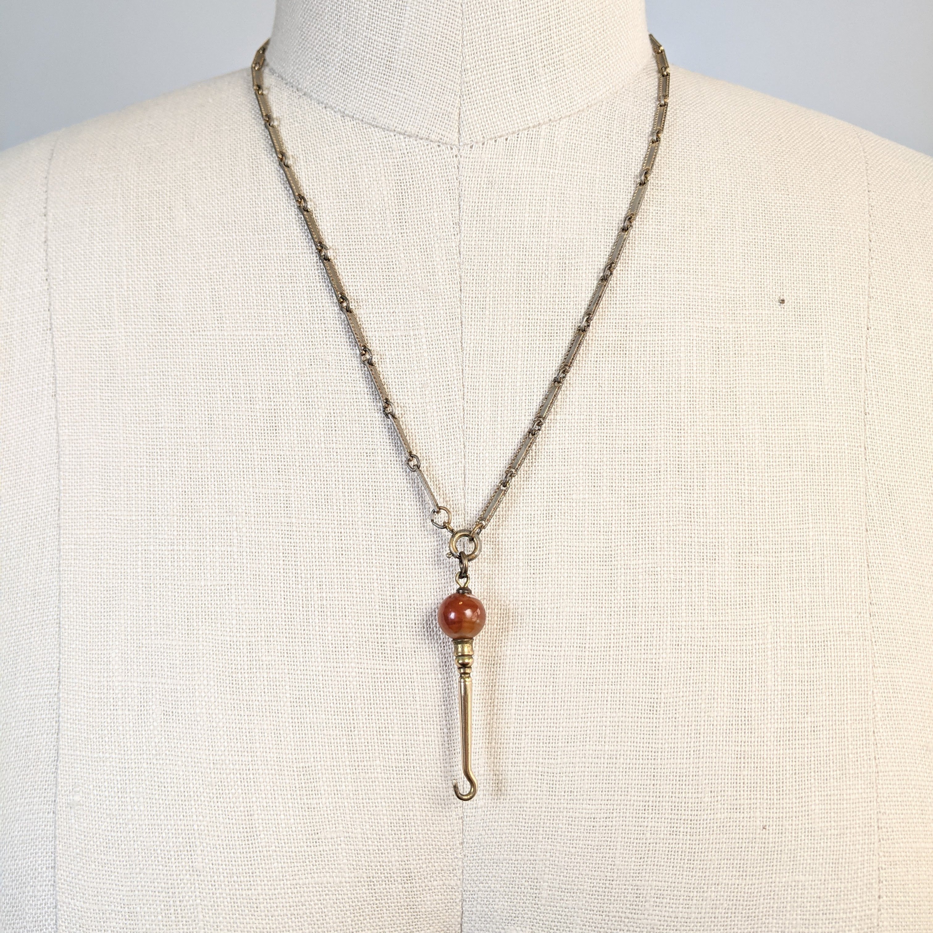 Victorian Agate Button Hook Pendant