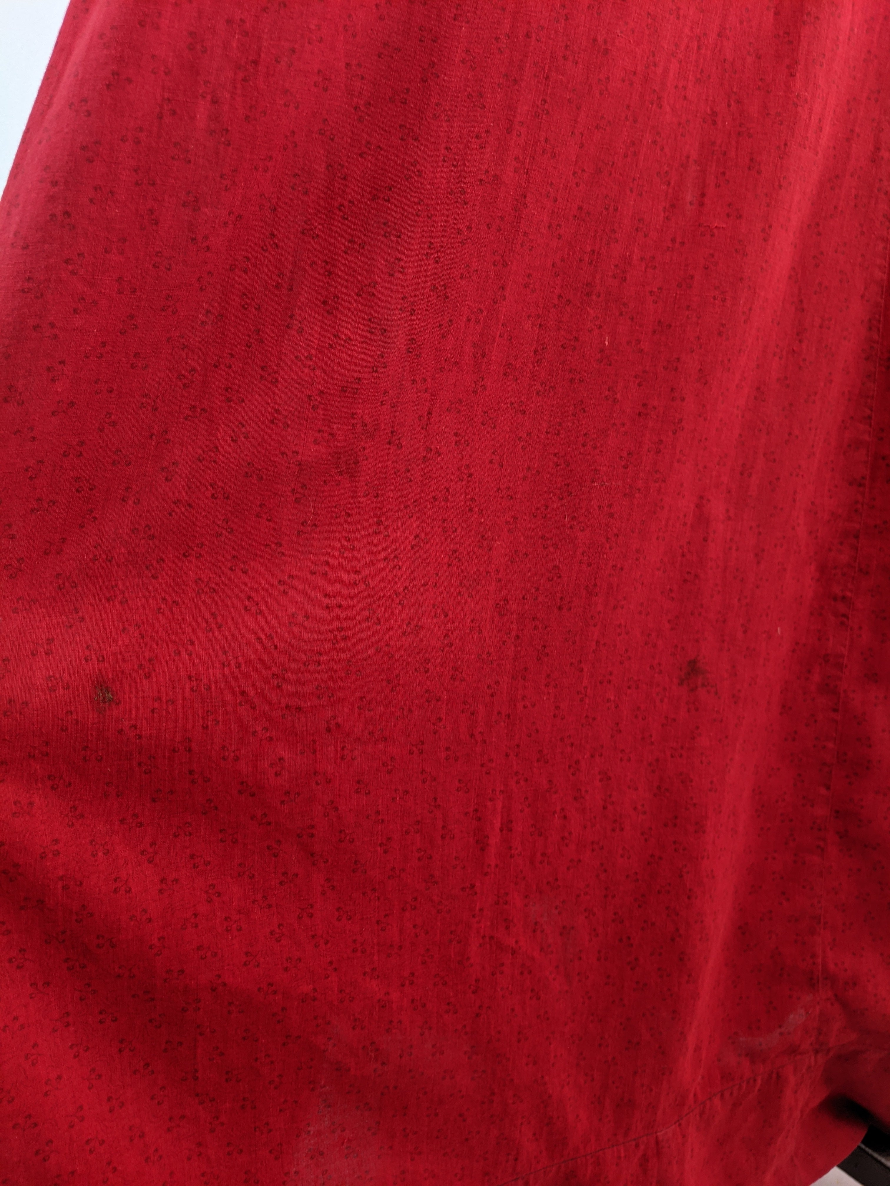 1900s Red Cotton Skirt + Blouse Set