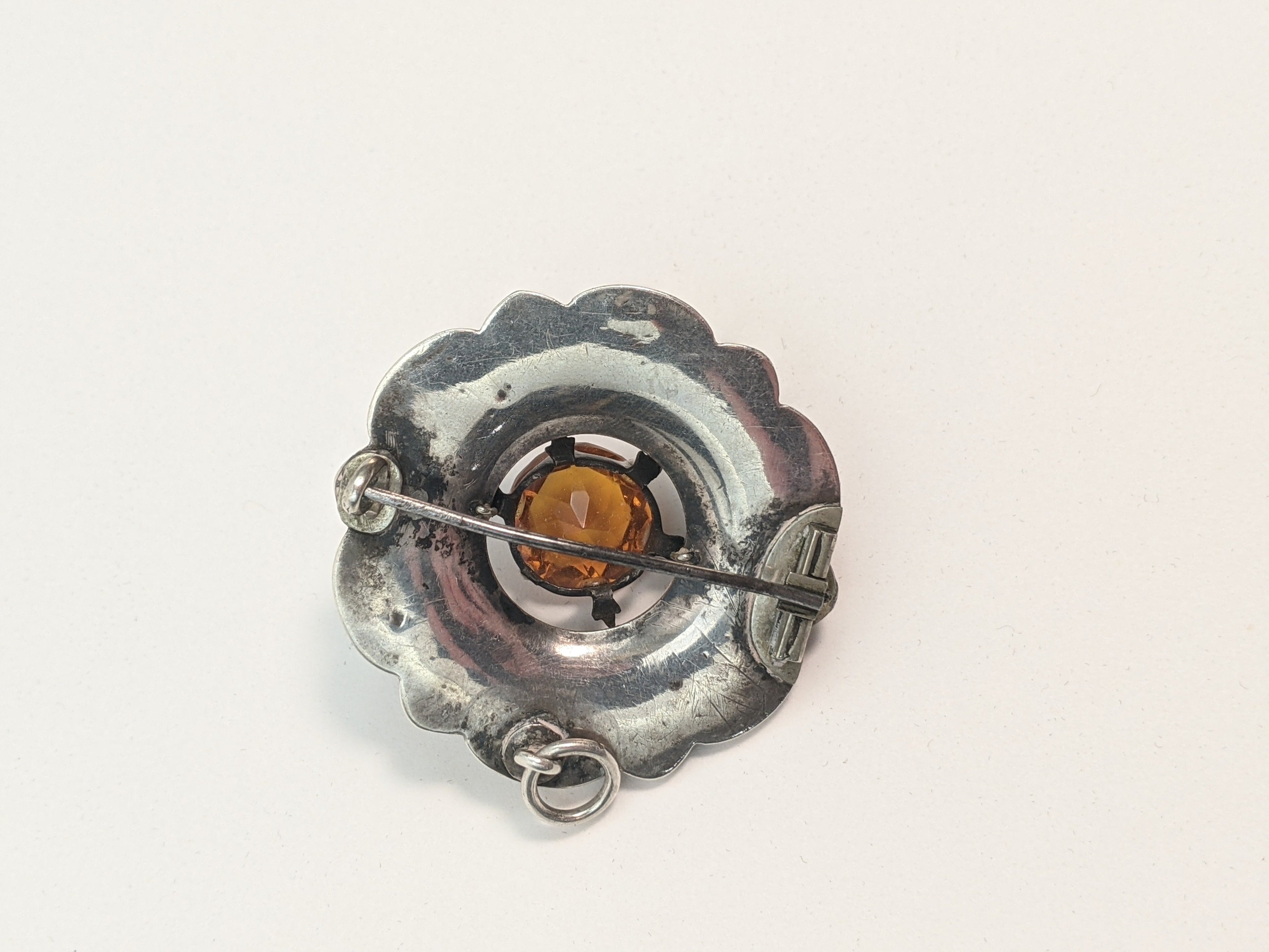 Silver Scottish Cairngorm Brooch + Pendant