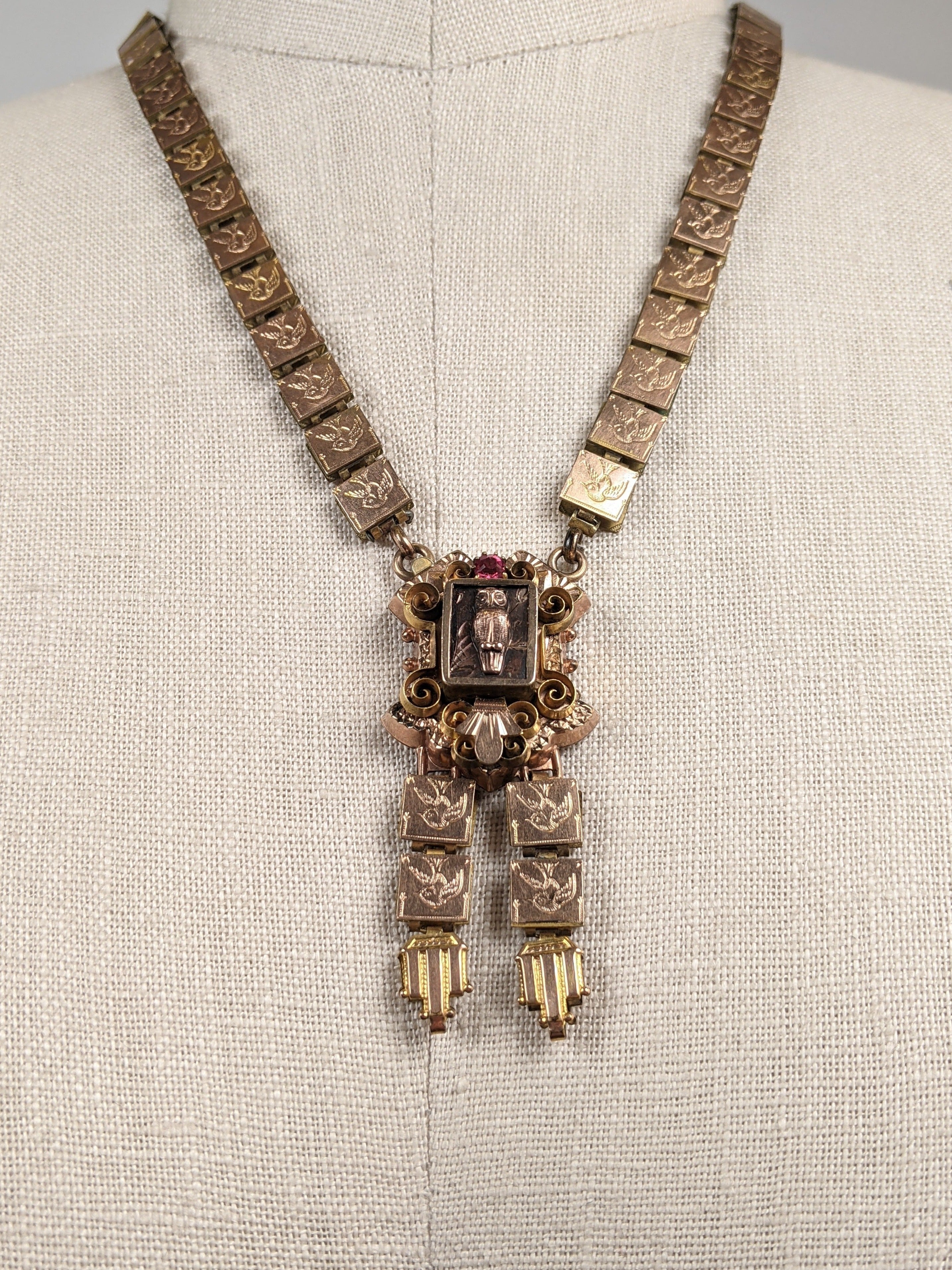 Victorian Owl Book Chain Necklace