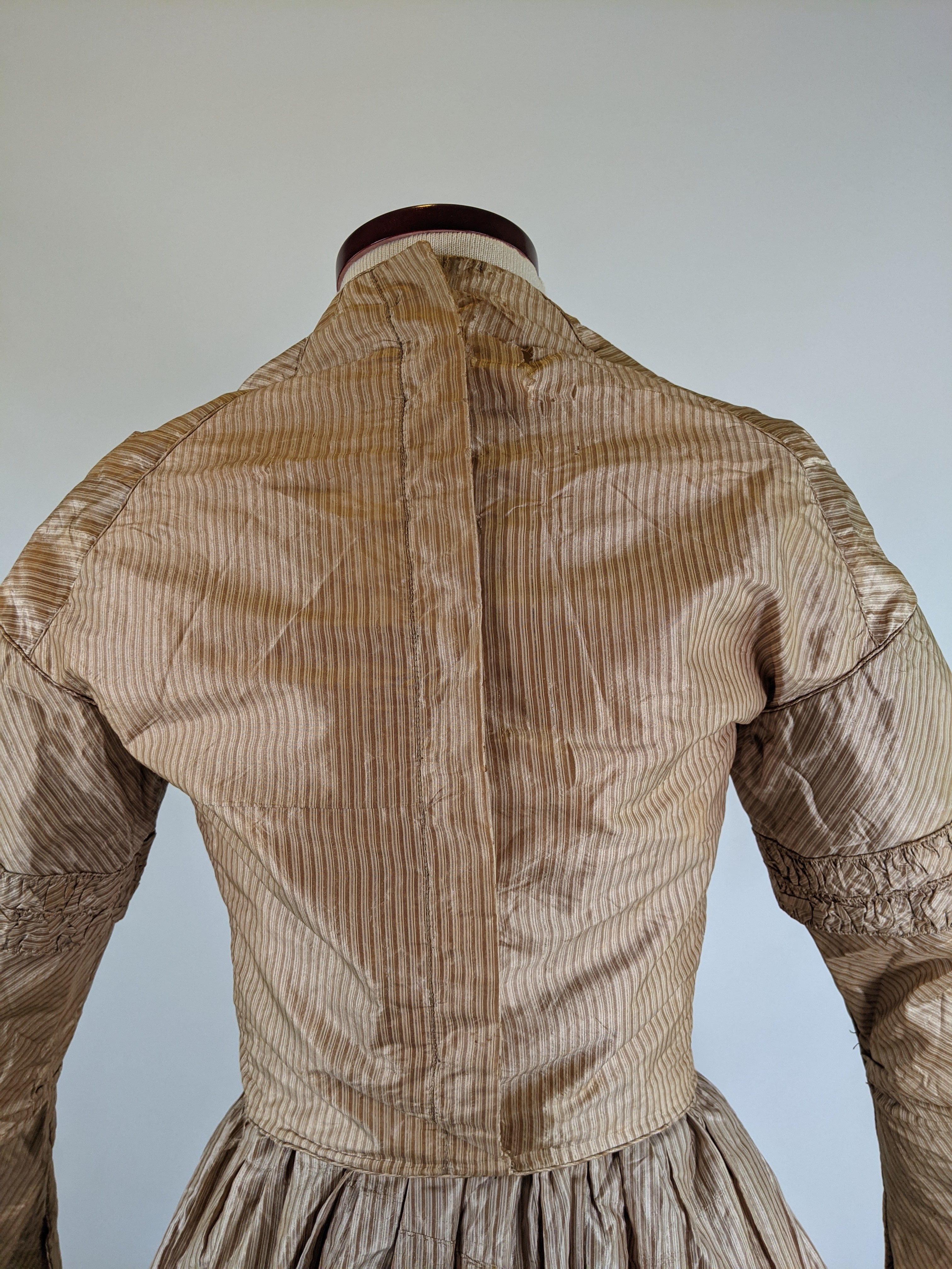 1840s Champagne Silk Gown