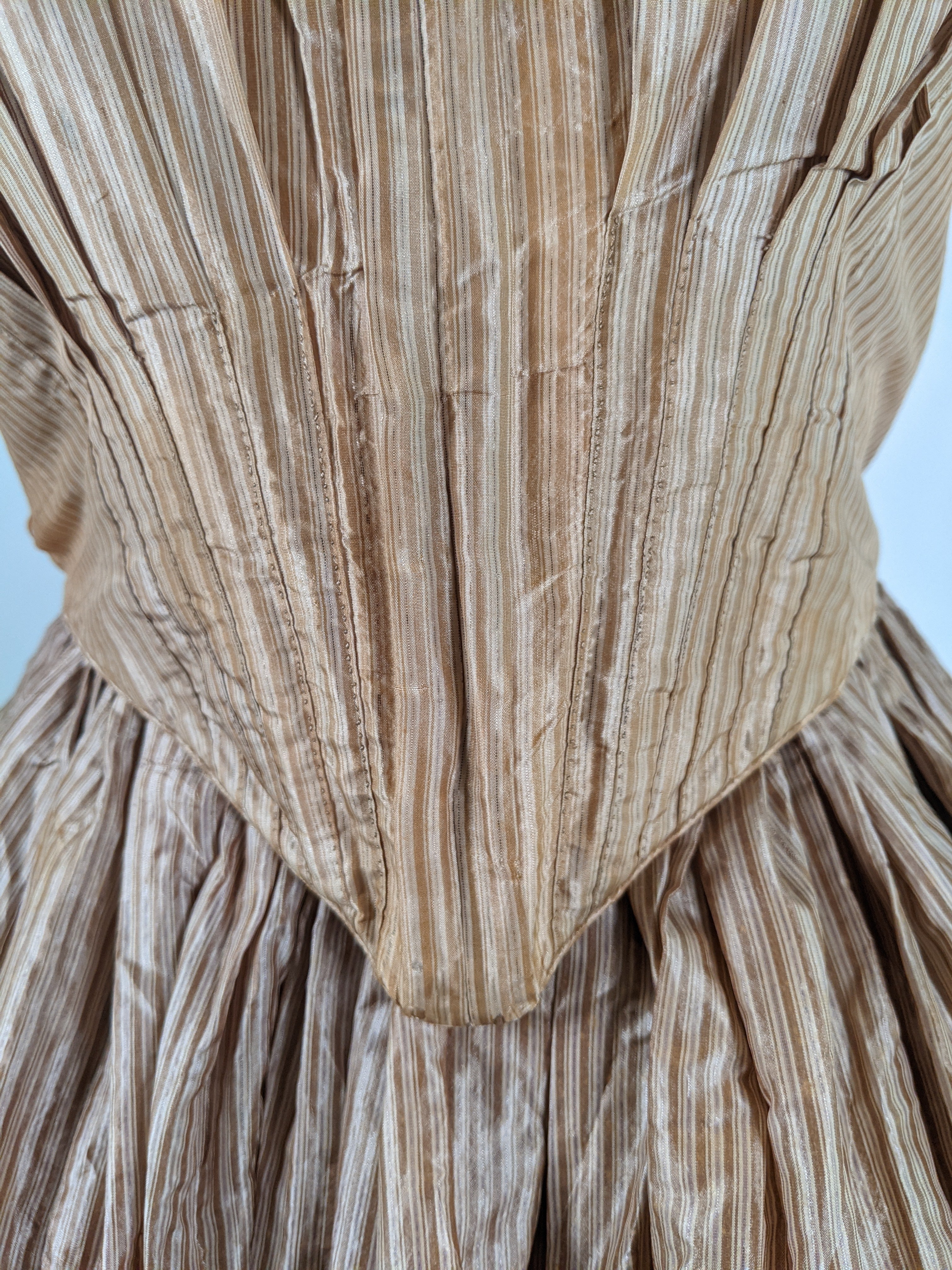 1840s Champagne Silk Gown