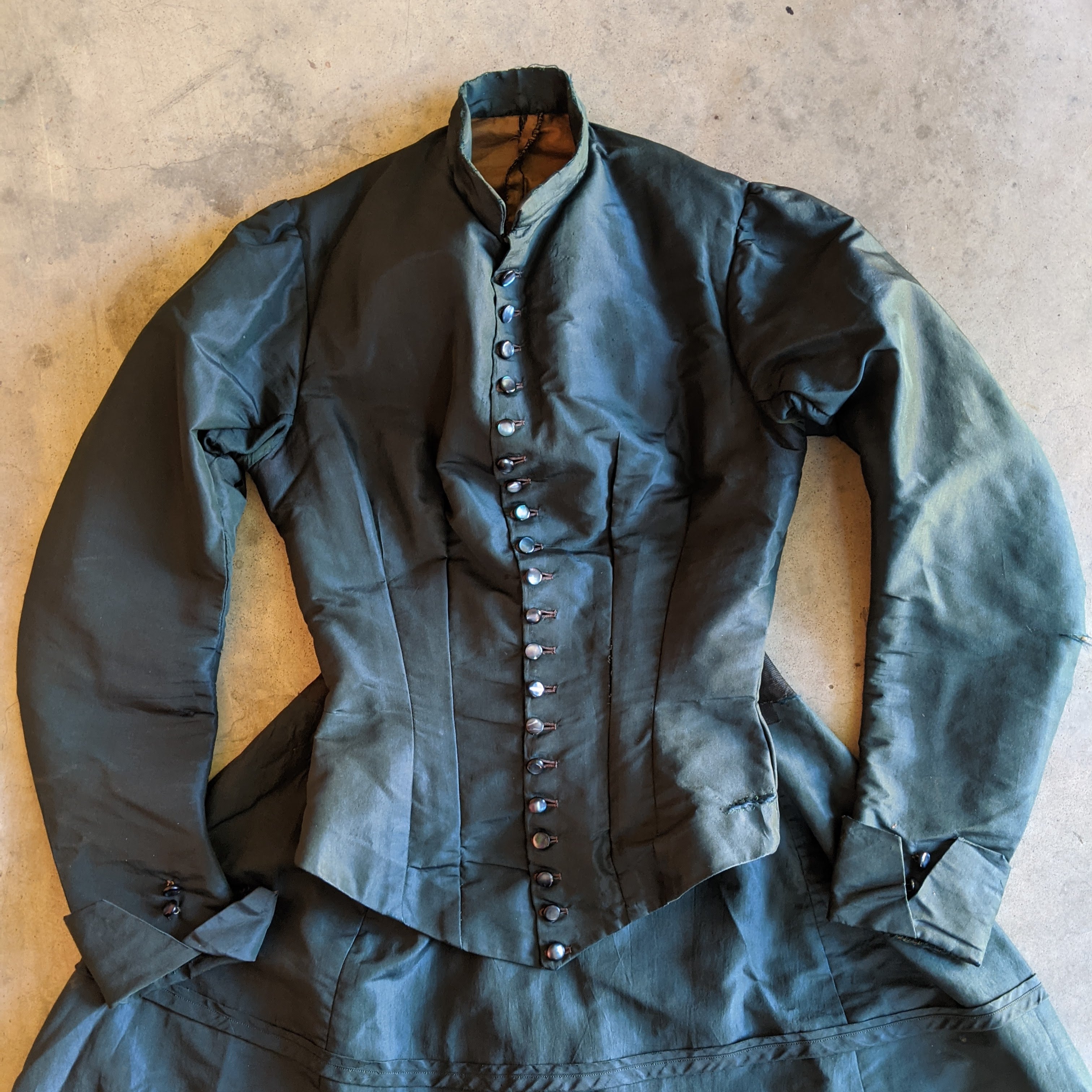 RESERVED LISTING | Green 1870s to 1900s Altered Dress