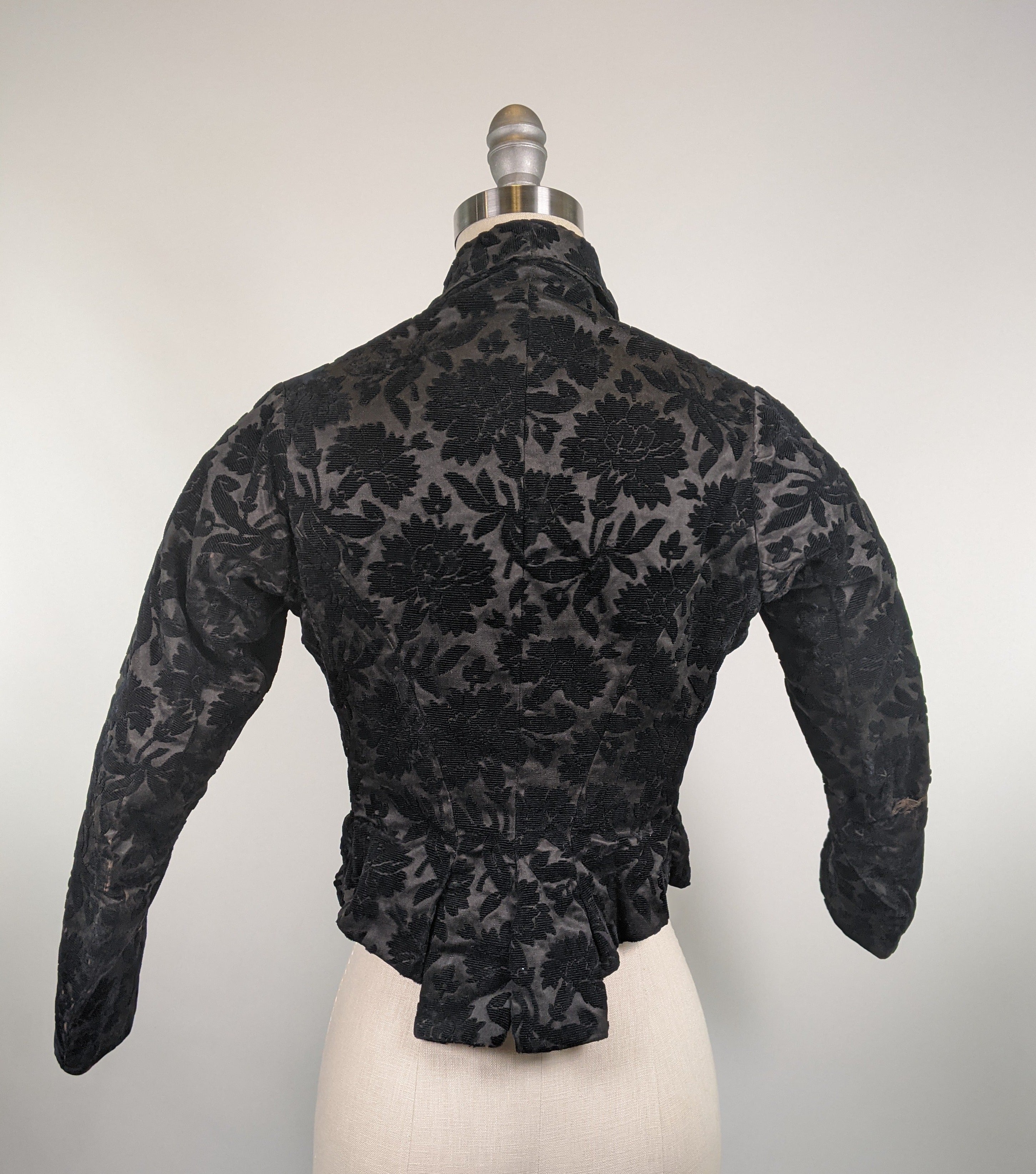 1880s Black Brocade Bodice