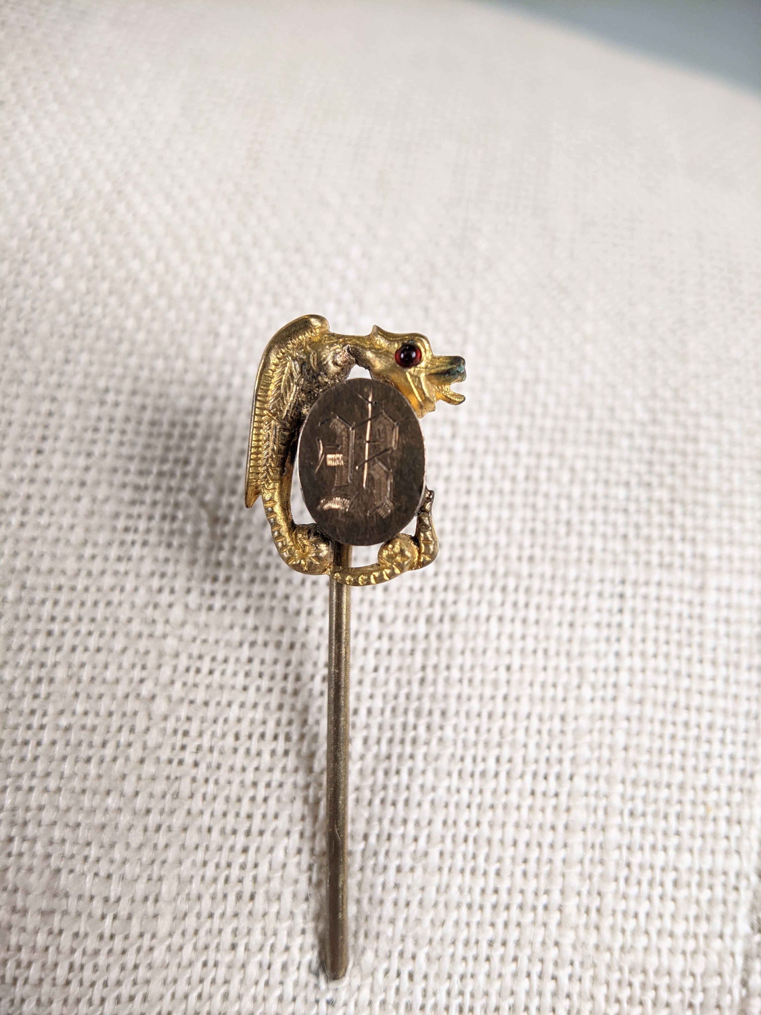 Engraved "R" Dragon Stick Pin