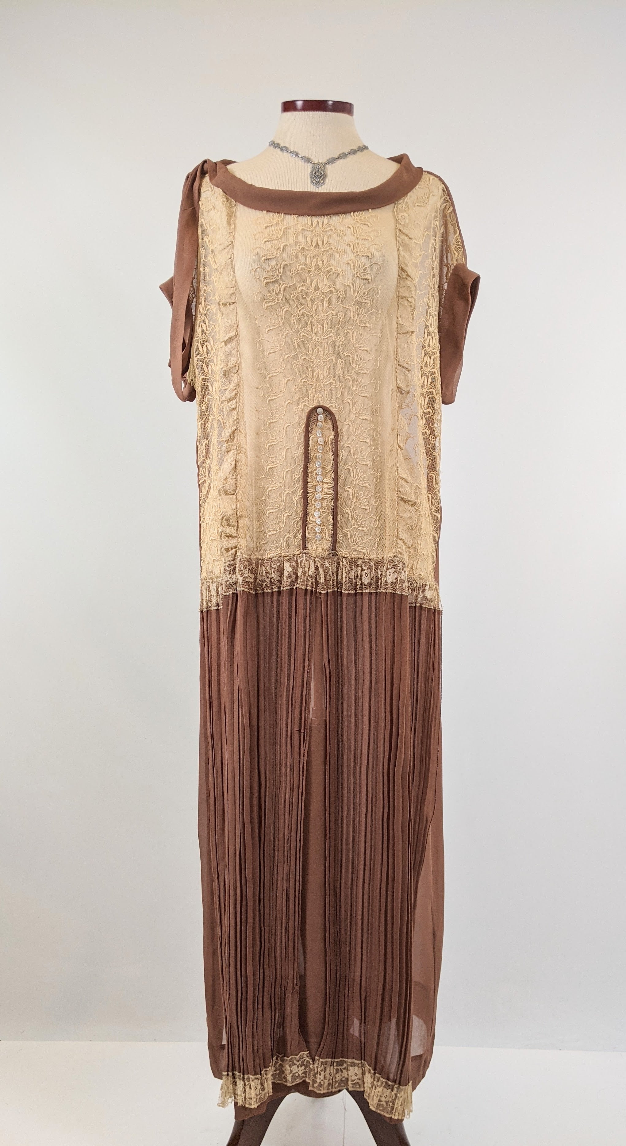 1920s Sheer Silk + Lace Dress