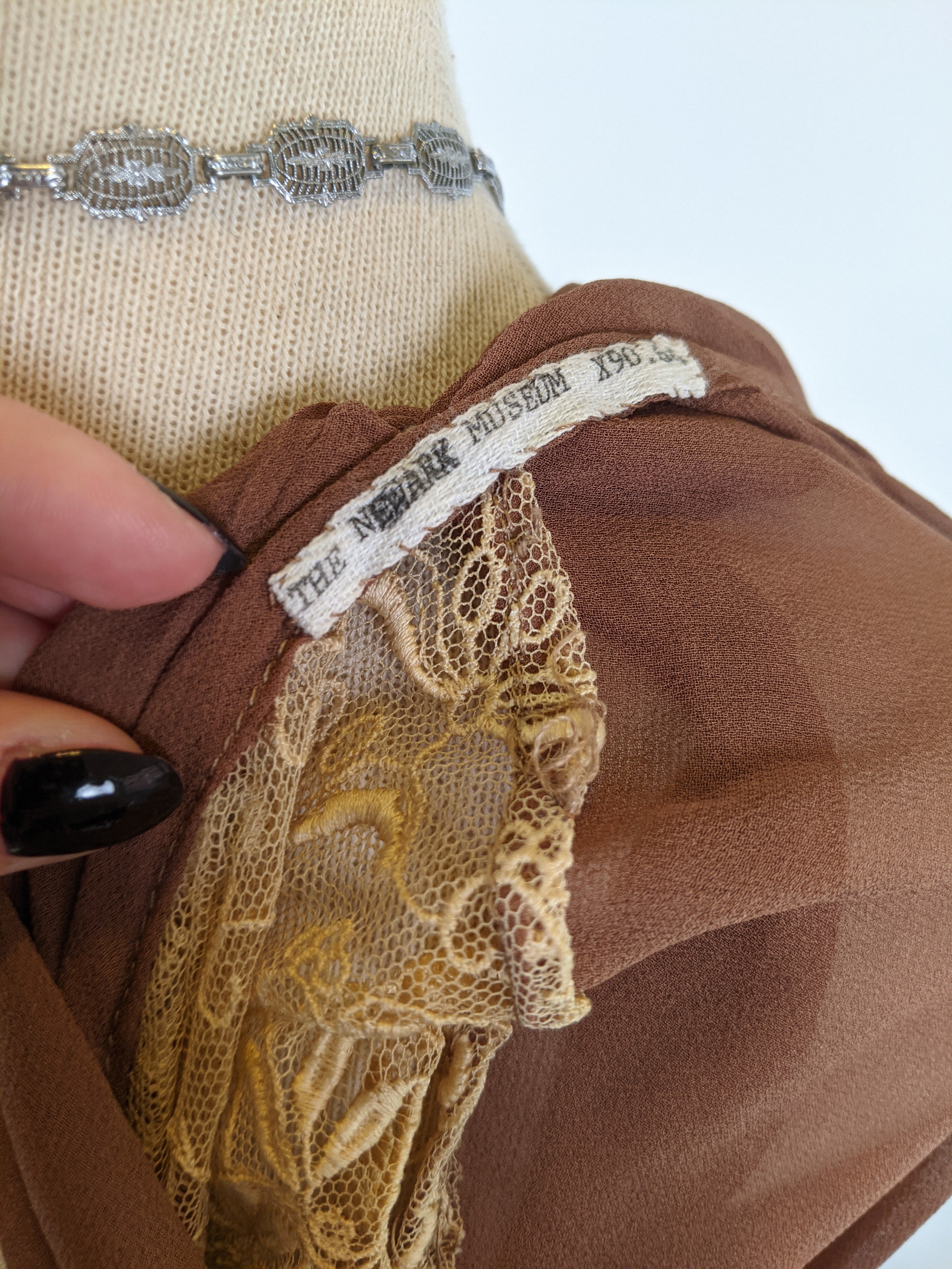 1920s Sheer Silk + Lace Dress