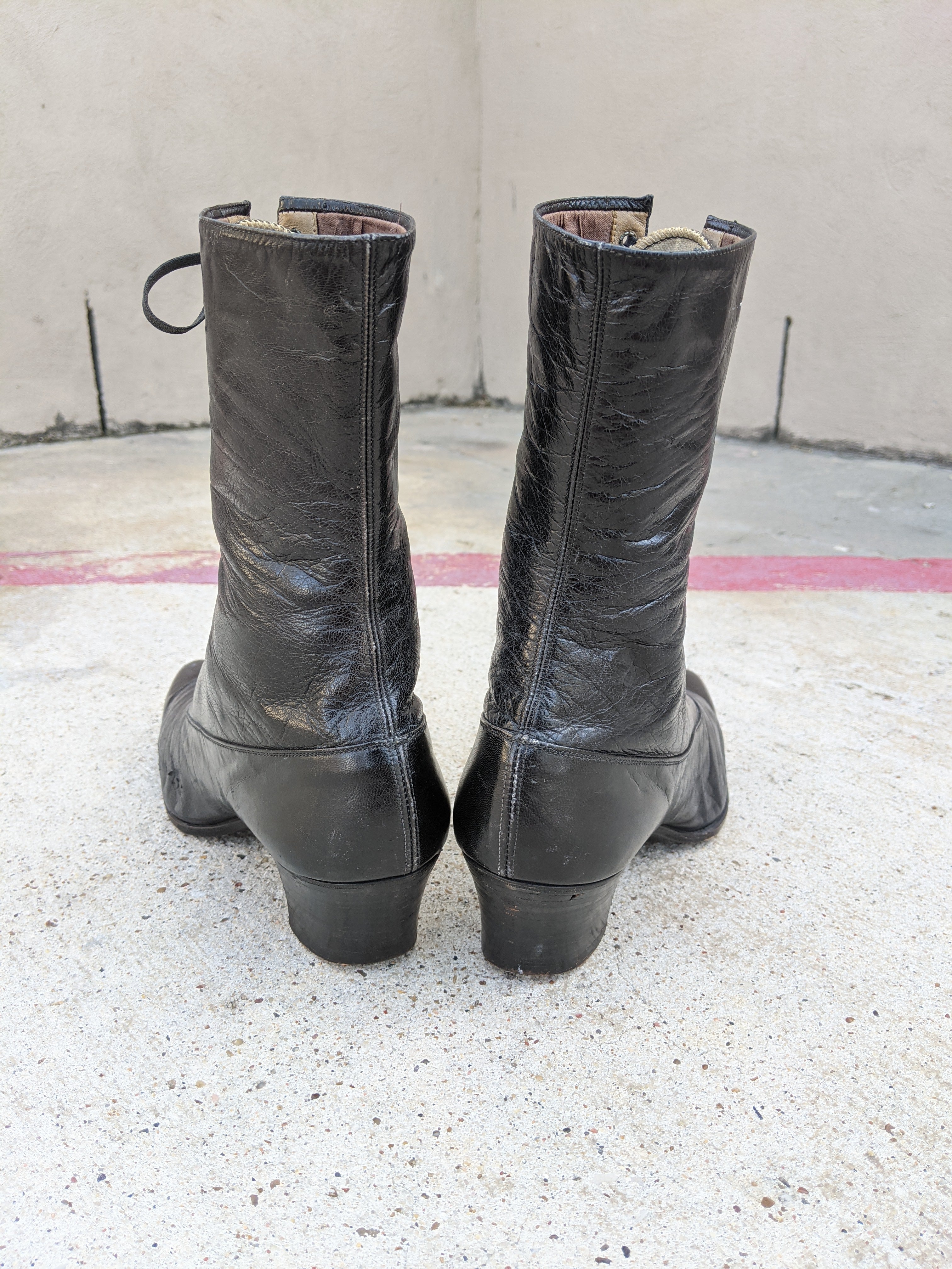 1910s-1920s Black Lace Up Boots | Approx Sz 7.5-8