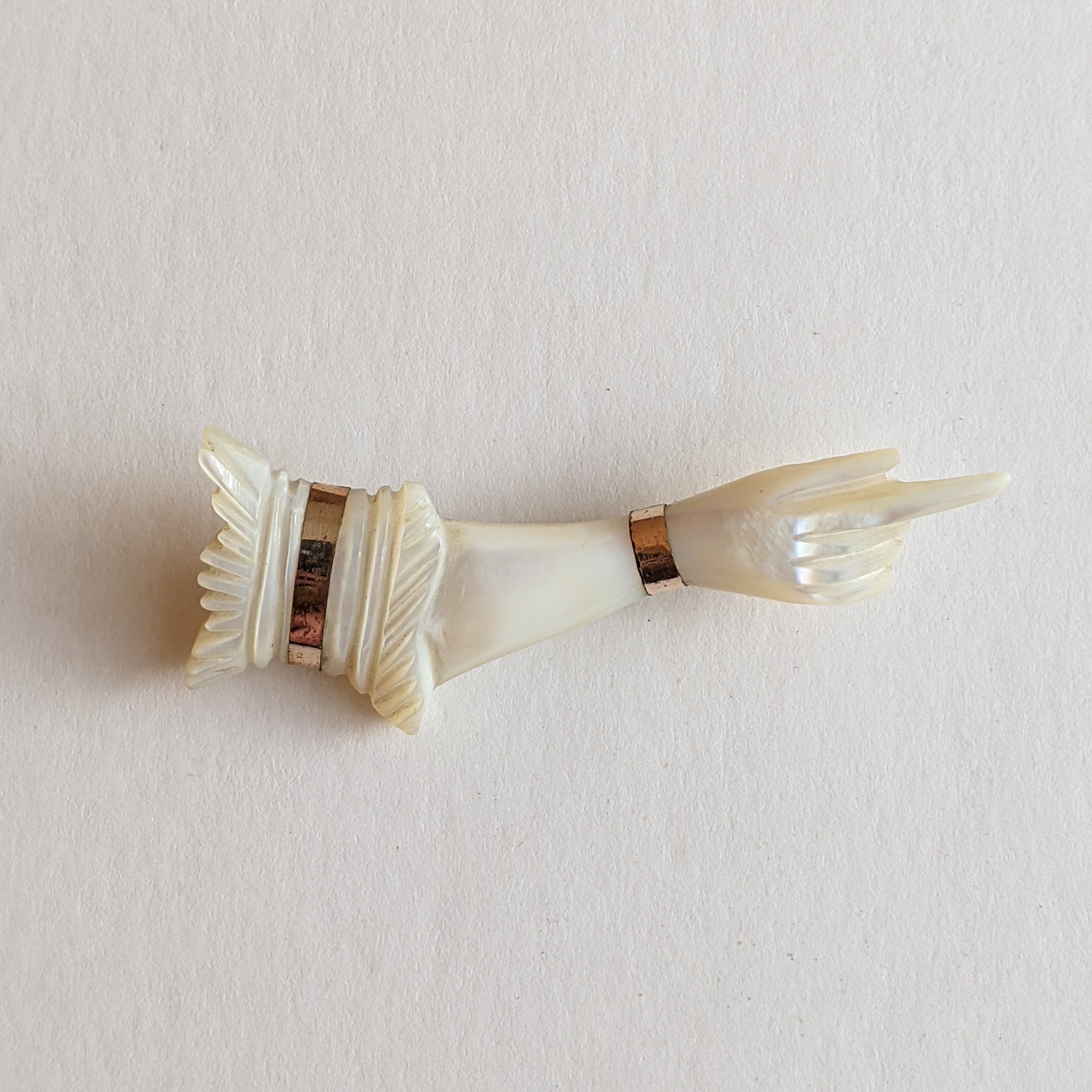 19th C. Mother of Pearl Hand Brooch