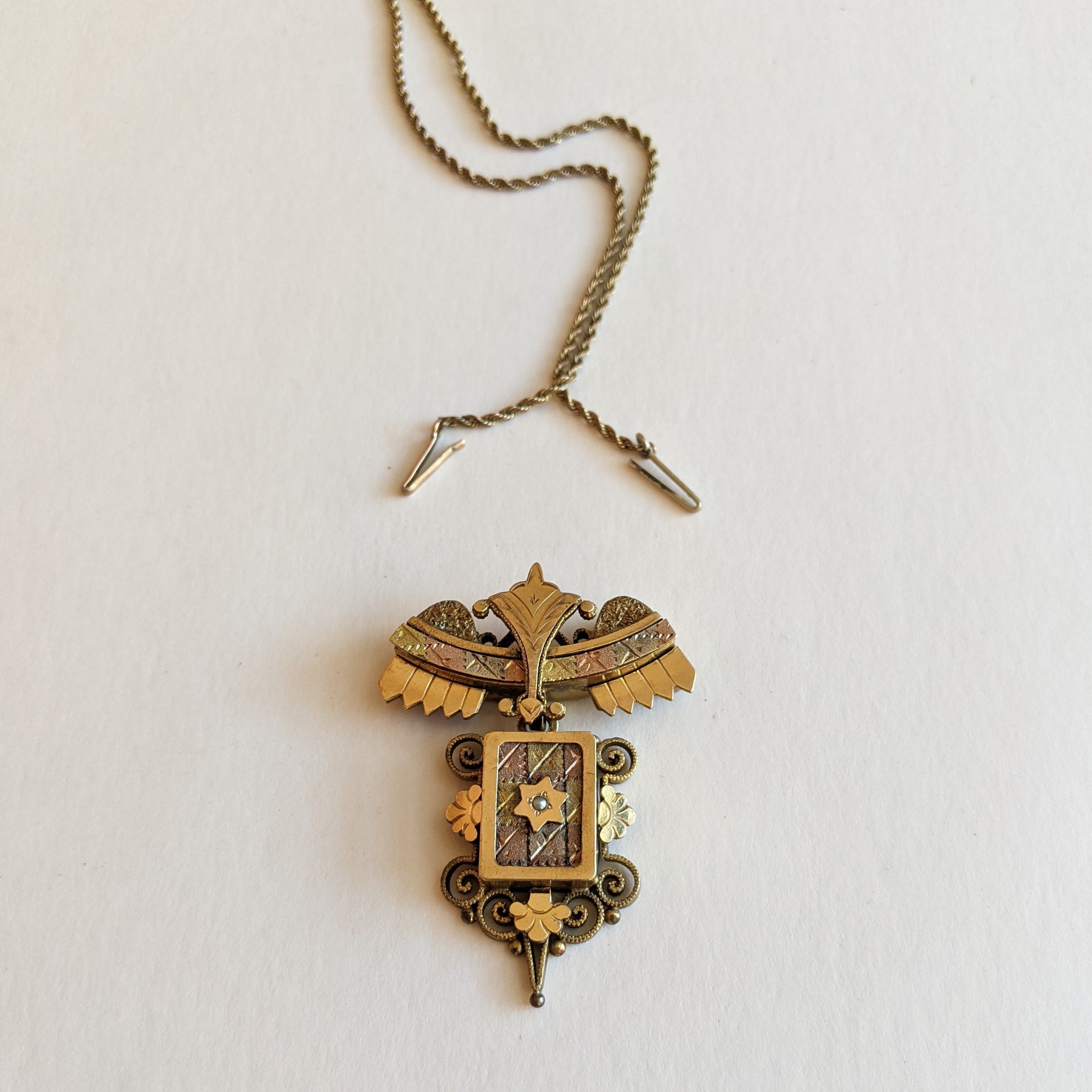 19th C. Etruscan Revival Locket Necklace