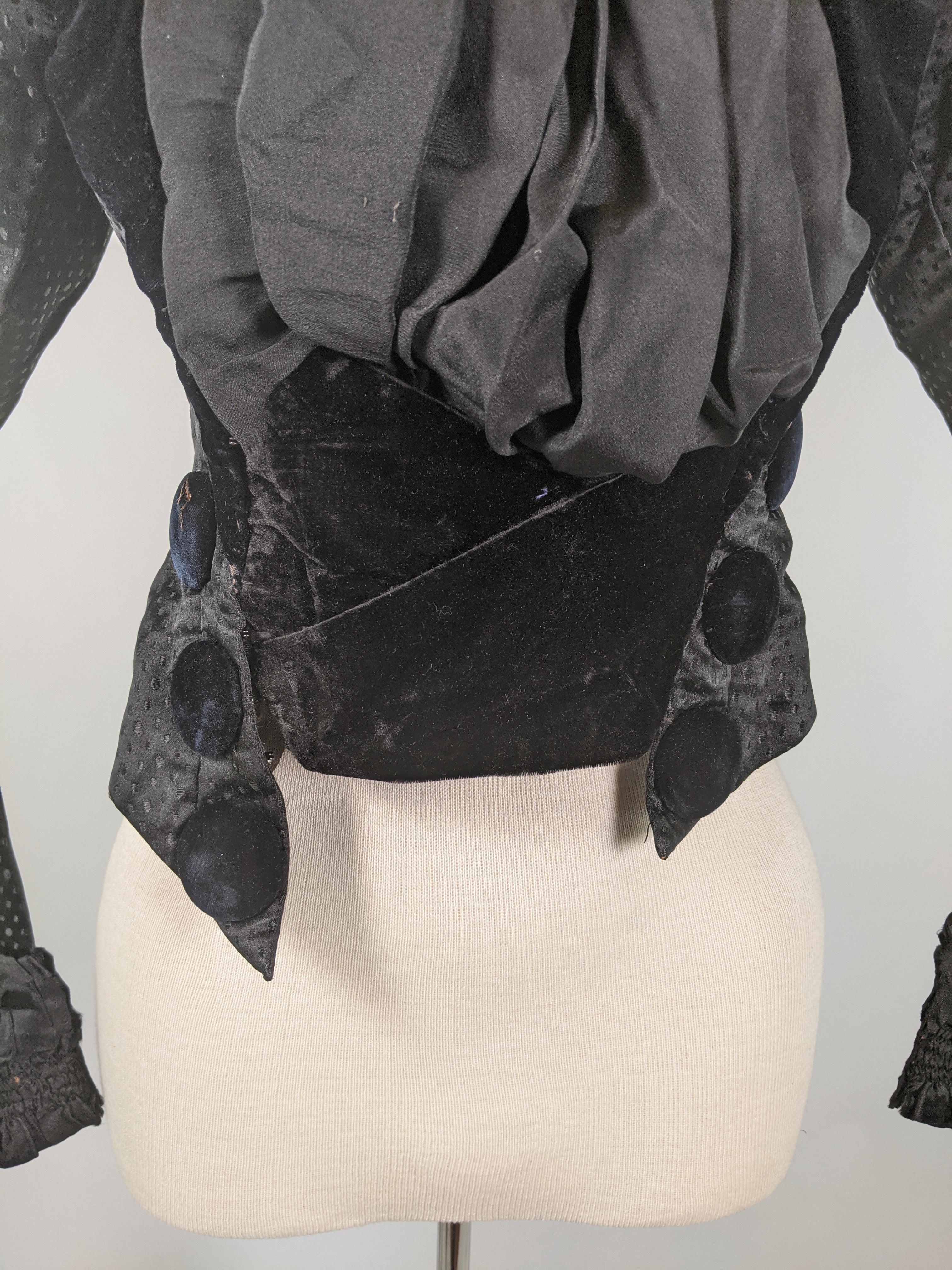 1880s Silk + Velvet Bodice
