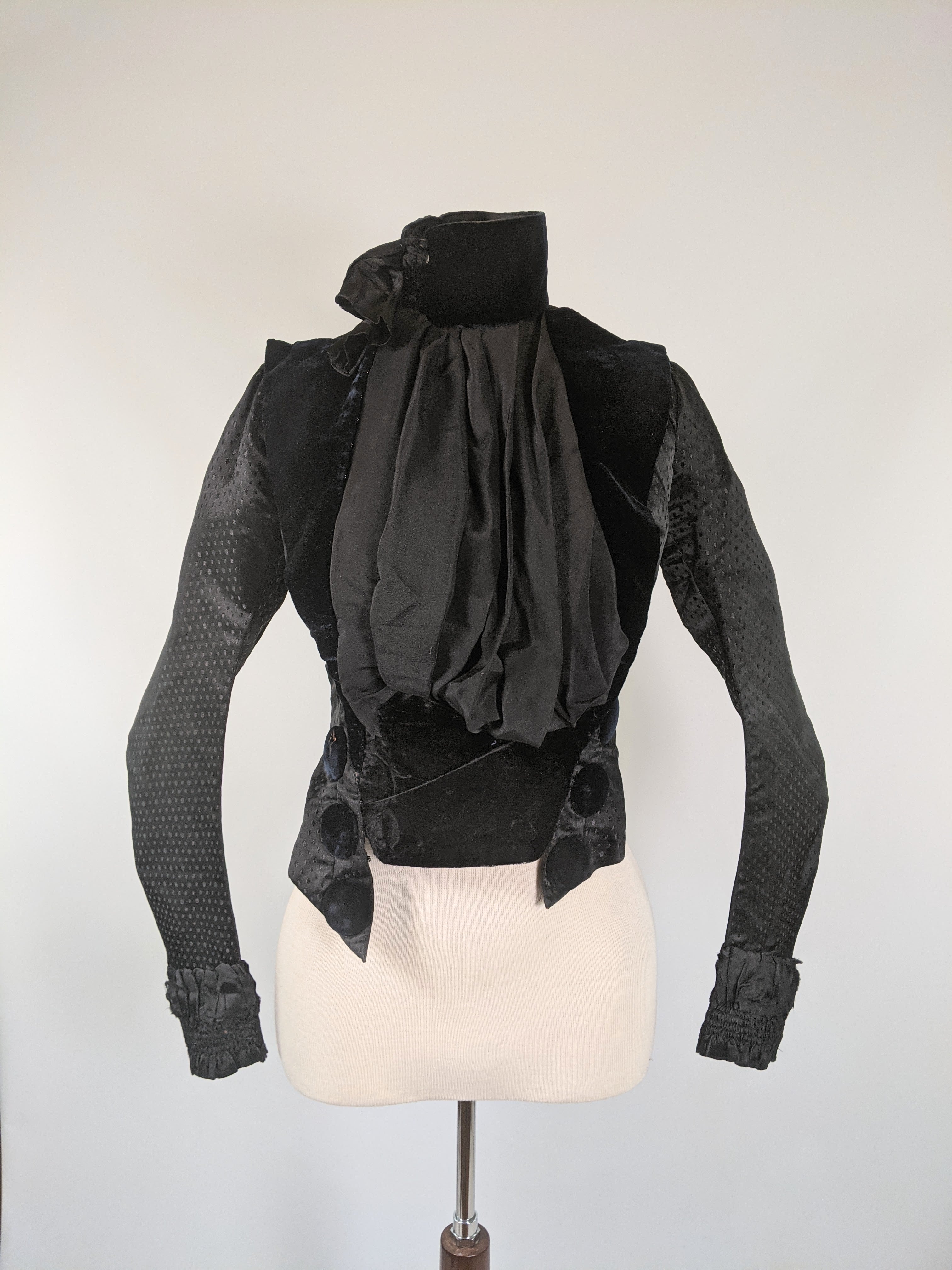 1880s Silk + Velvet Bodice