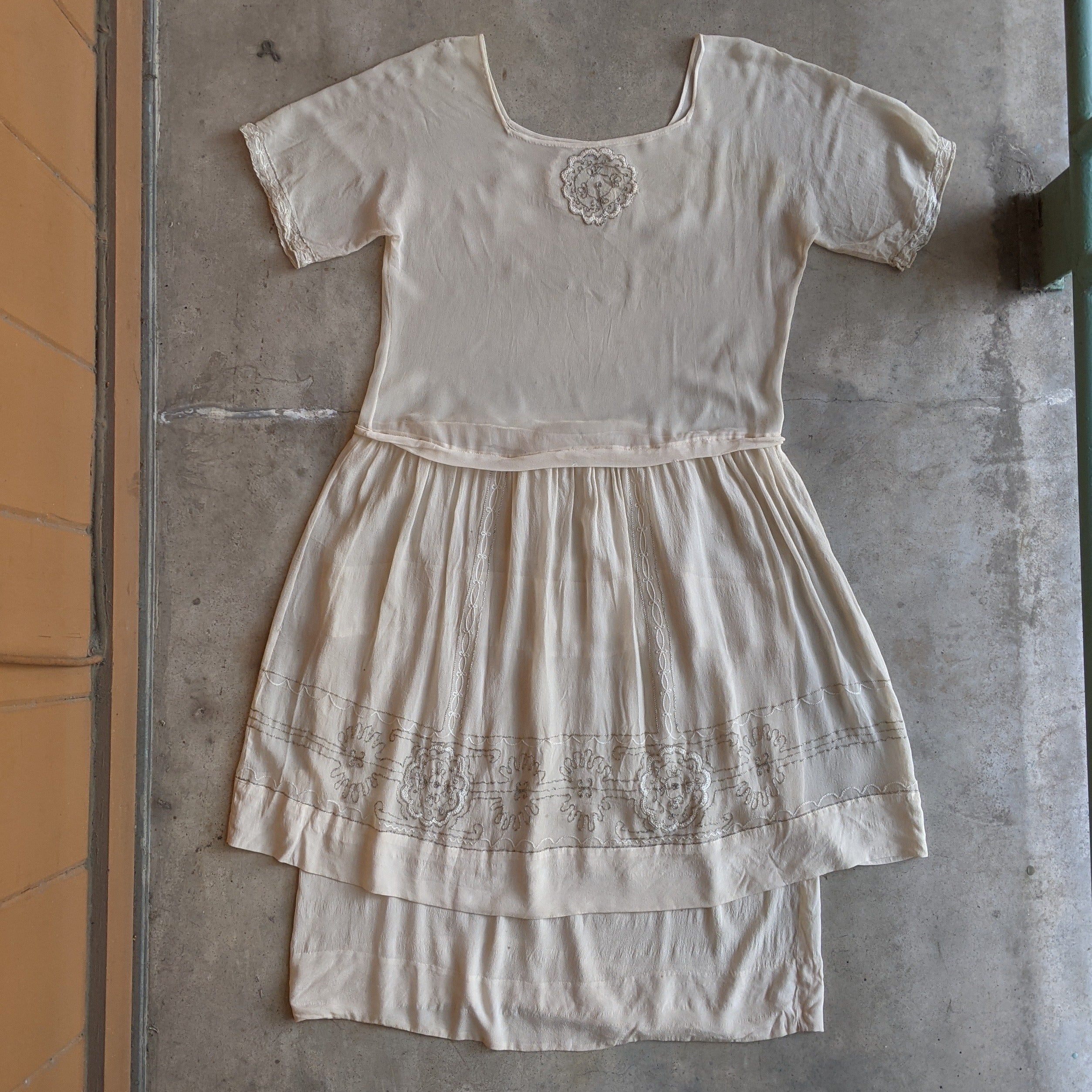 1920s Silk Chiffon Dress | Sz L