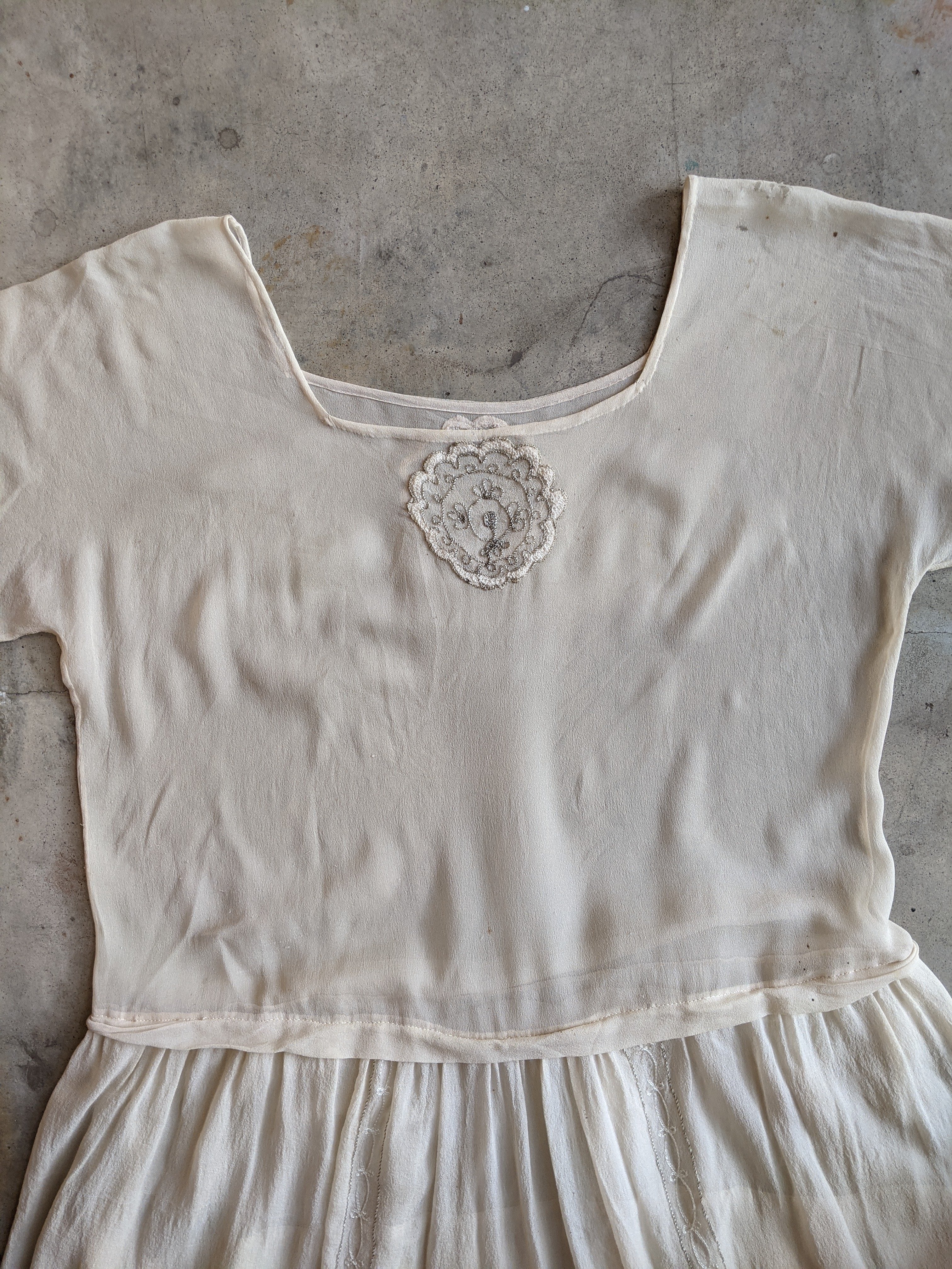 1920s Silk Chiffon Dress | Sz L