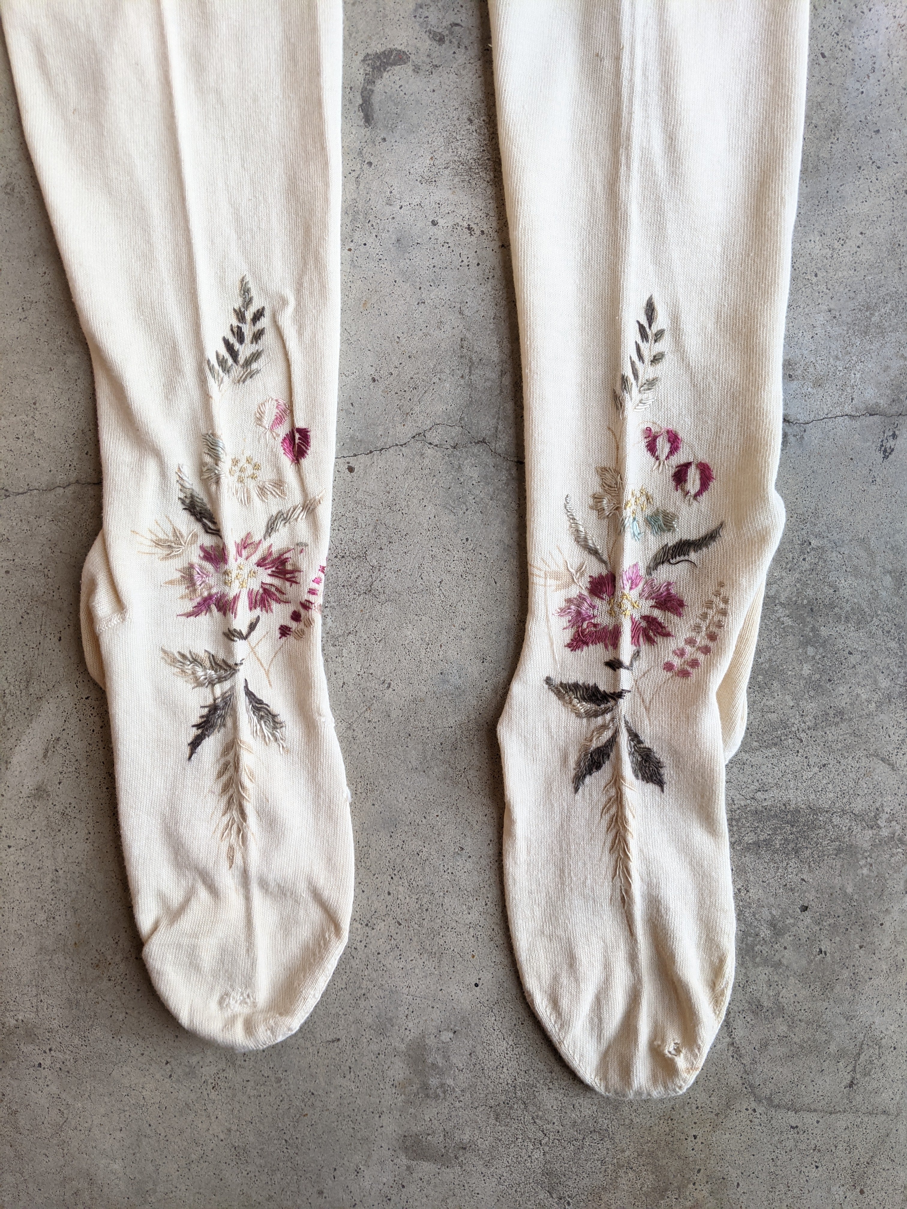 Antique Embroidered Stockings