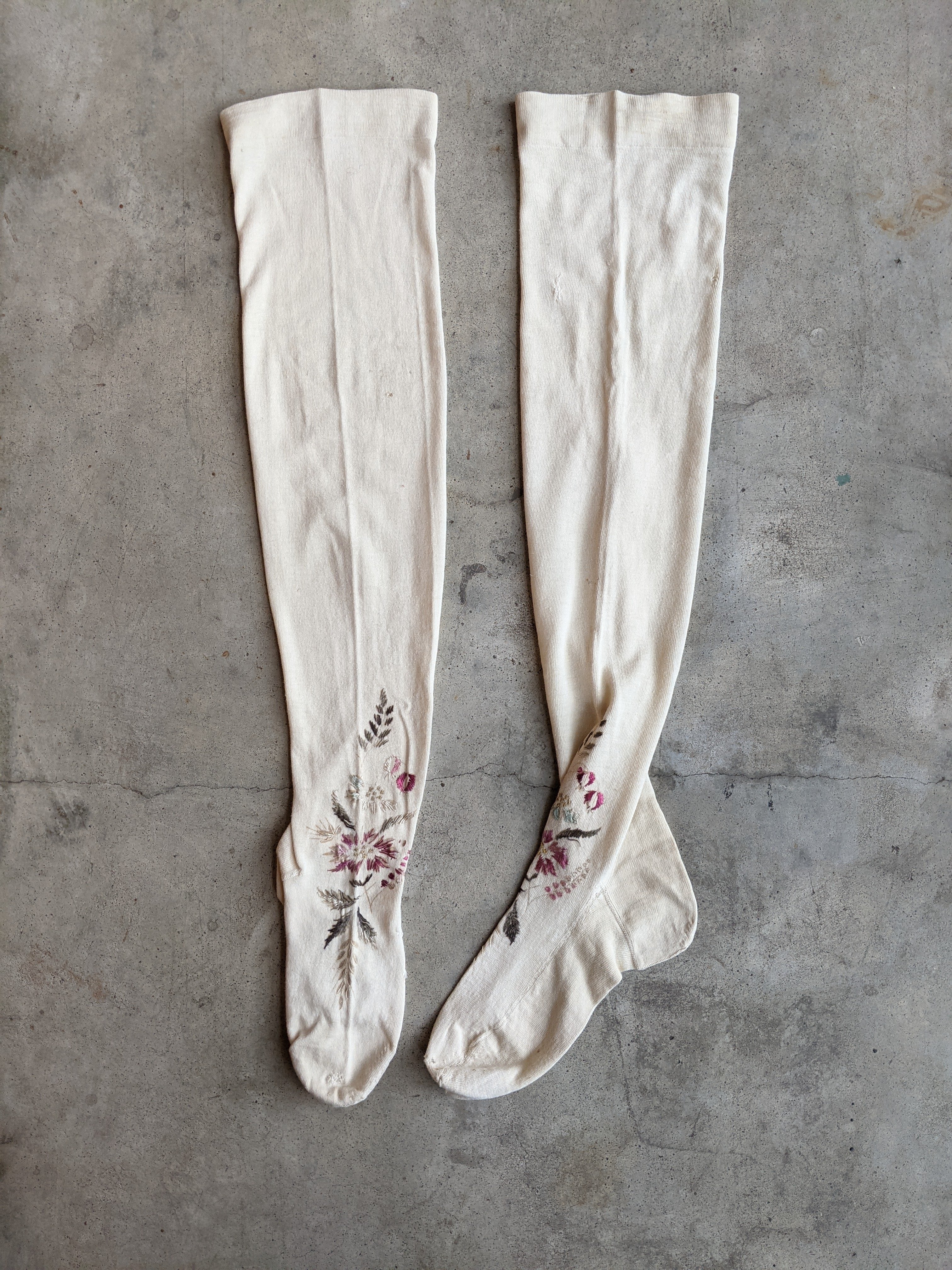 Antique Embroidered Stockings