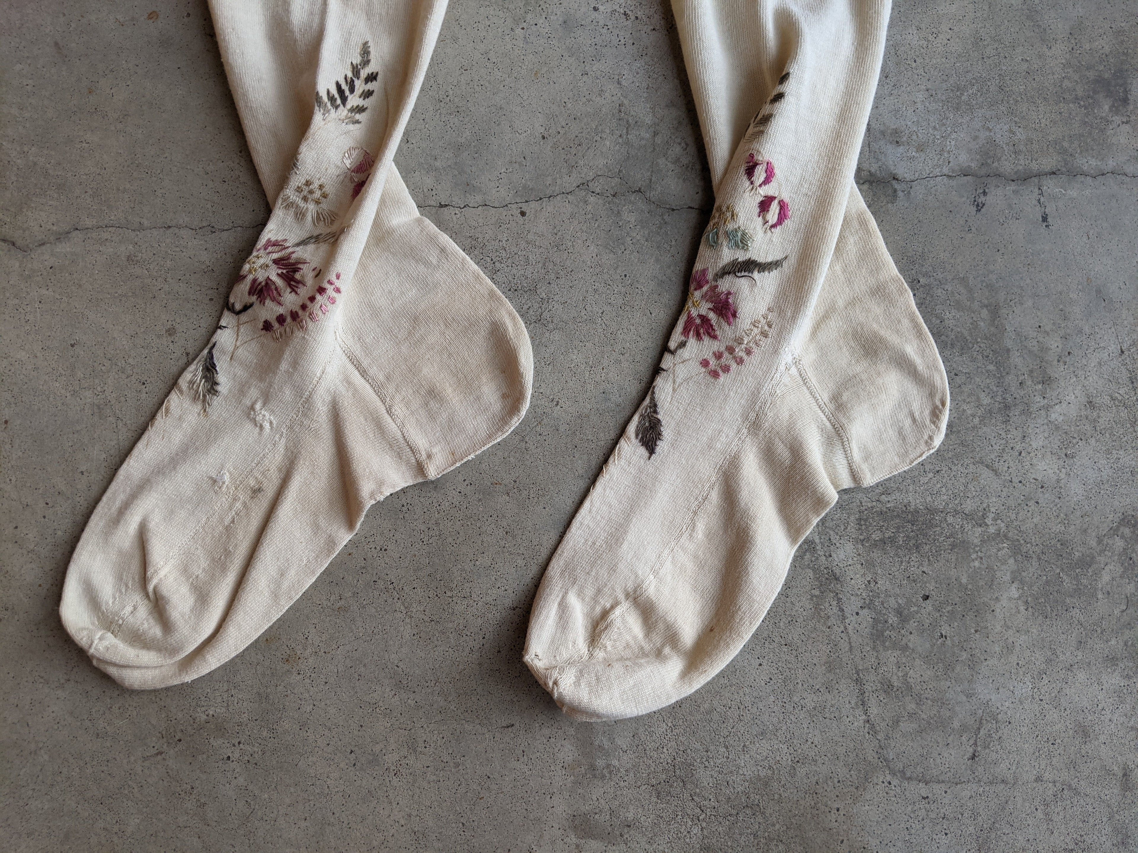 Antique Embroidered Stockings