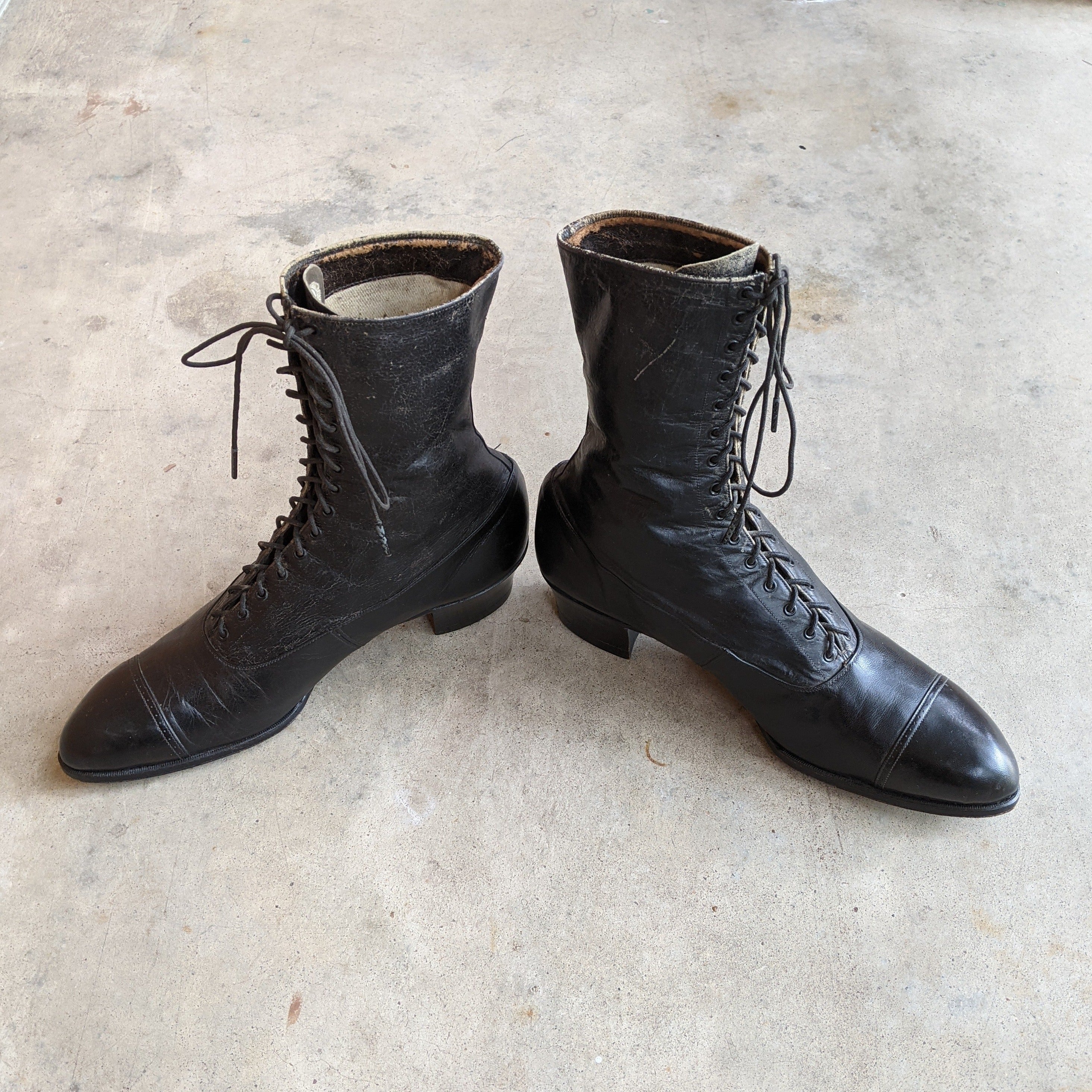 1910s Black Lace Up Boots | Approx Sz 8