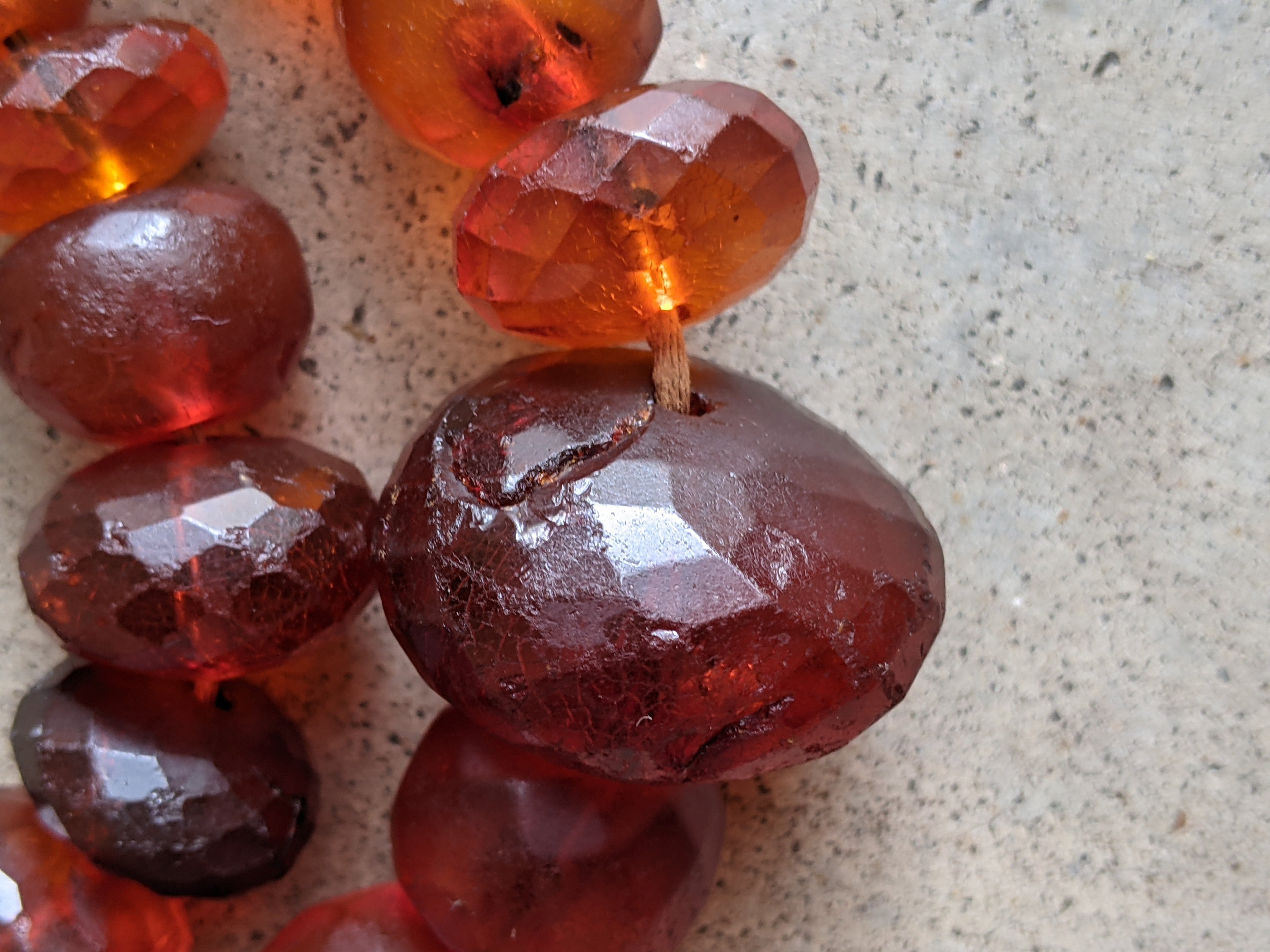19th C. Double Strand Amber Choker Necklace