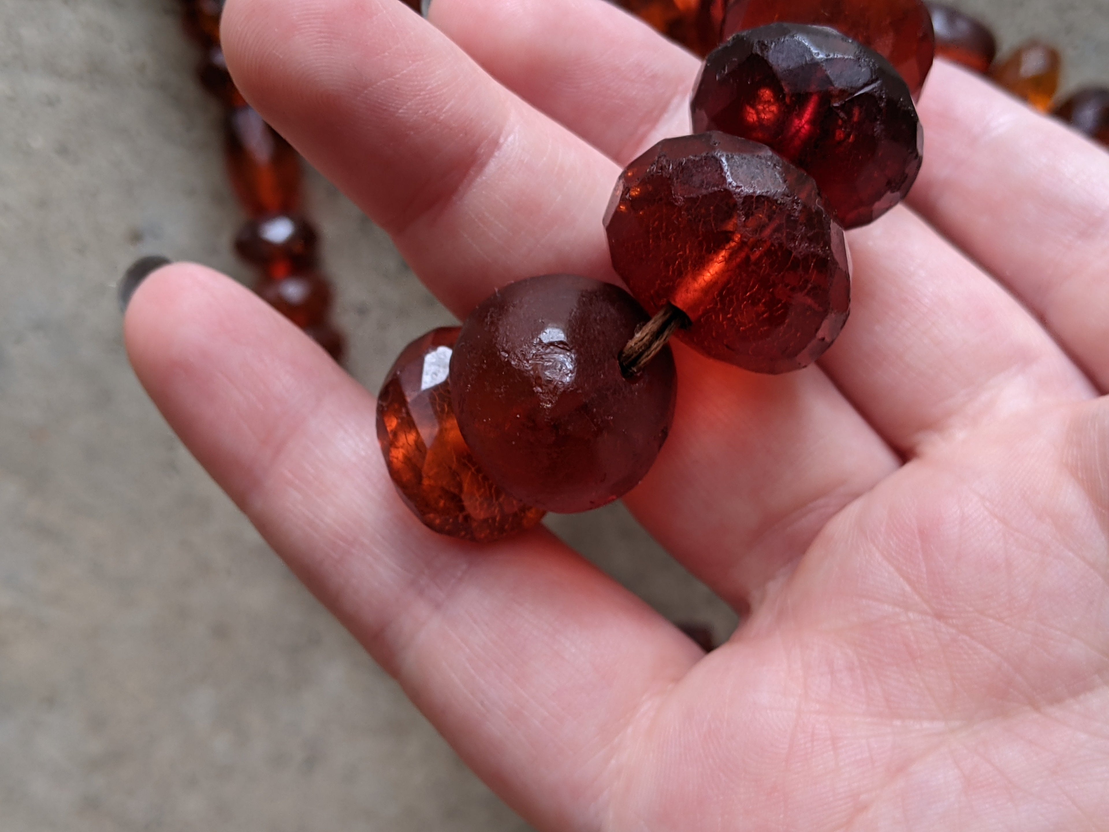 19th C. Double Strand Amber Choker Necklace