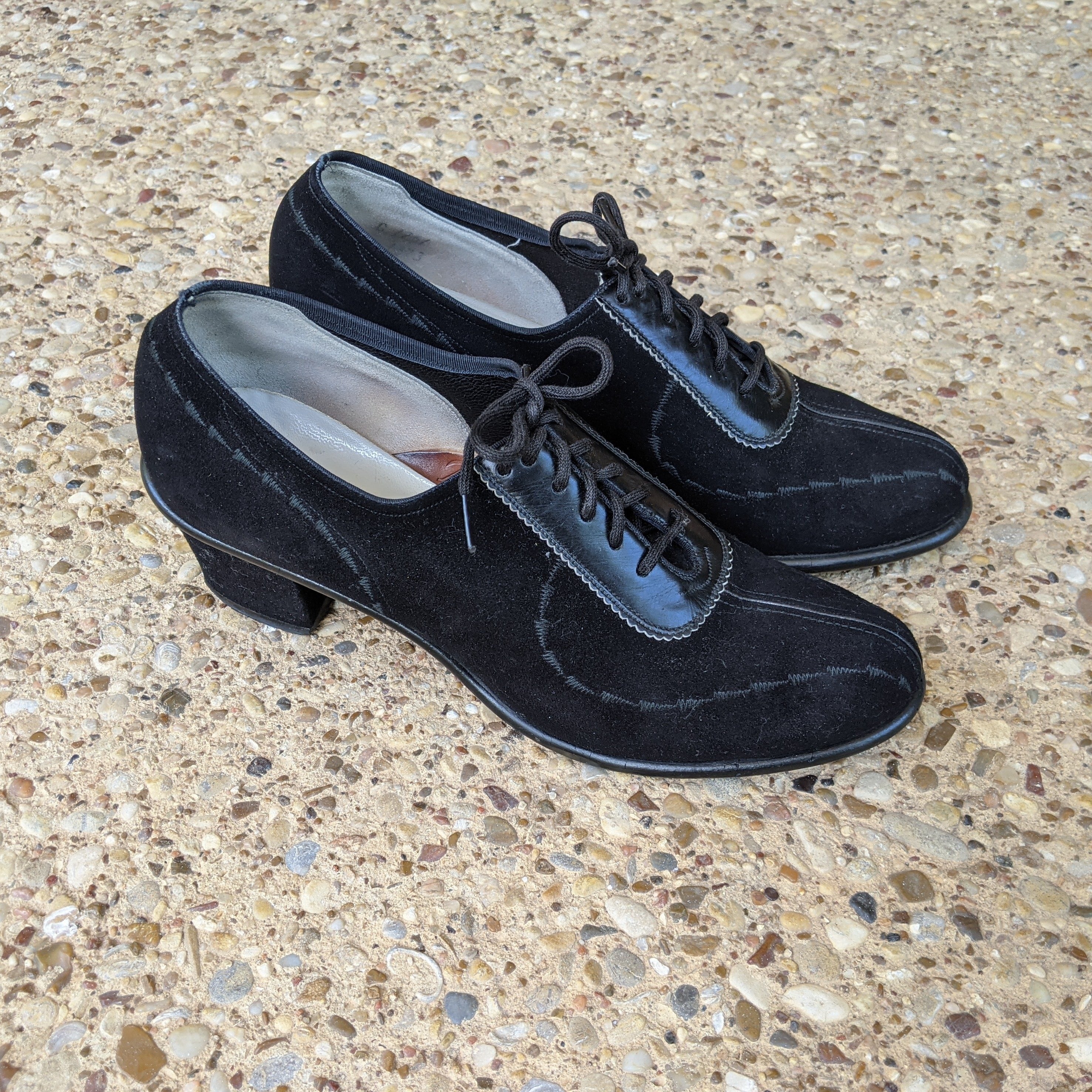 1950s Lace Up Suede Oxfords | Sz 7