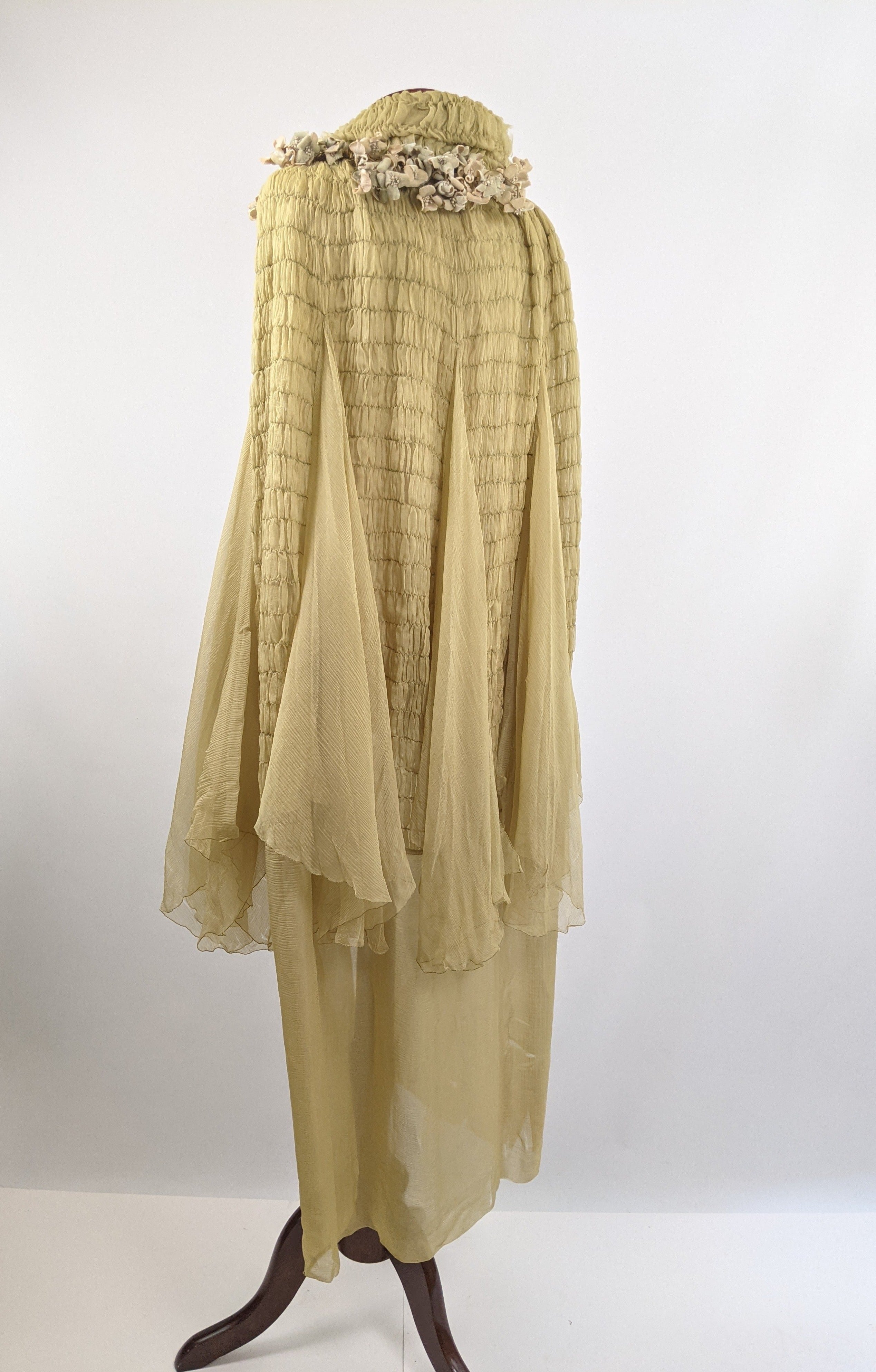 1910s-1920s Chartreuse Chiffon Cape | Study + Display