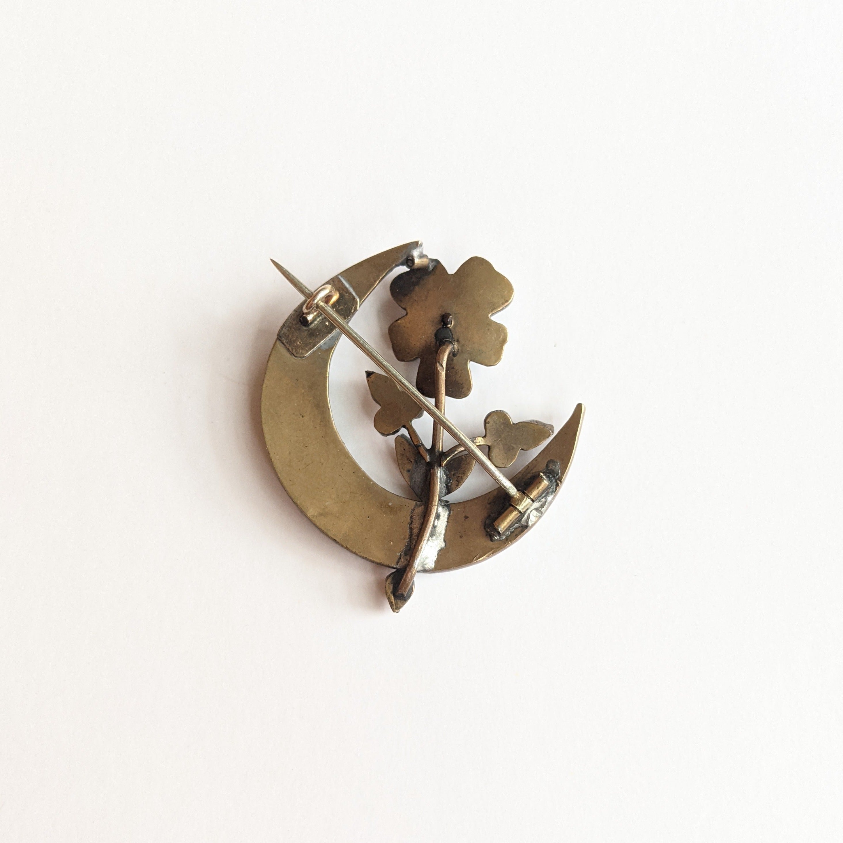 1890s Bohemian Garnet Flower Moon Brooch