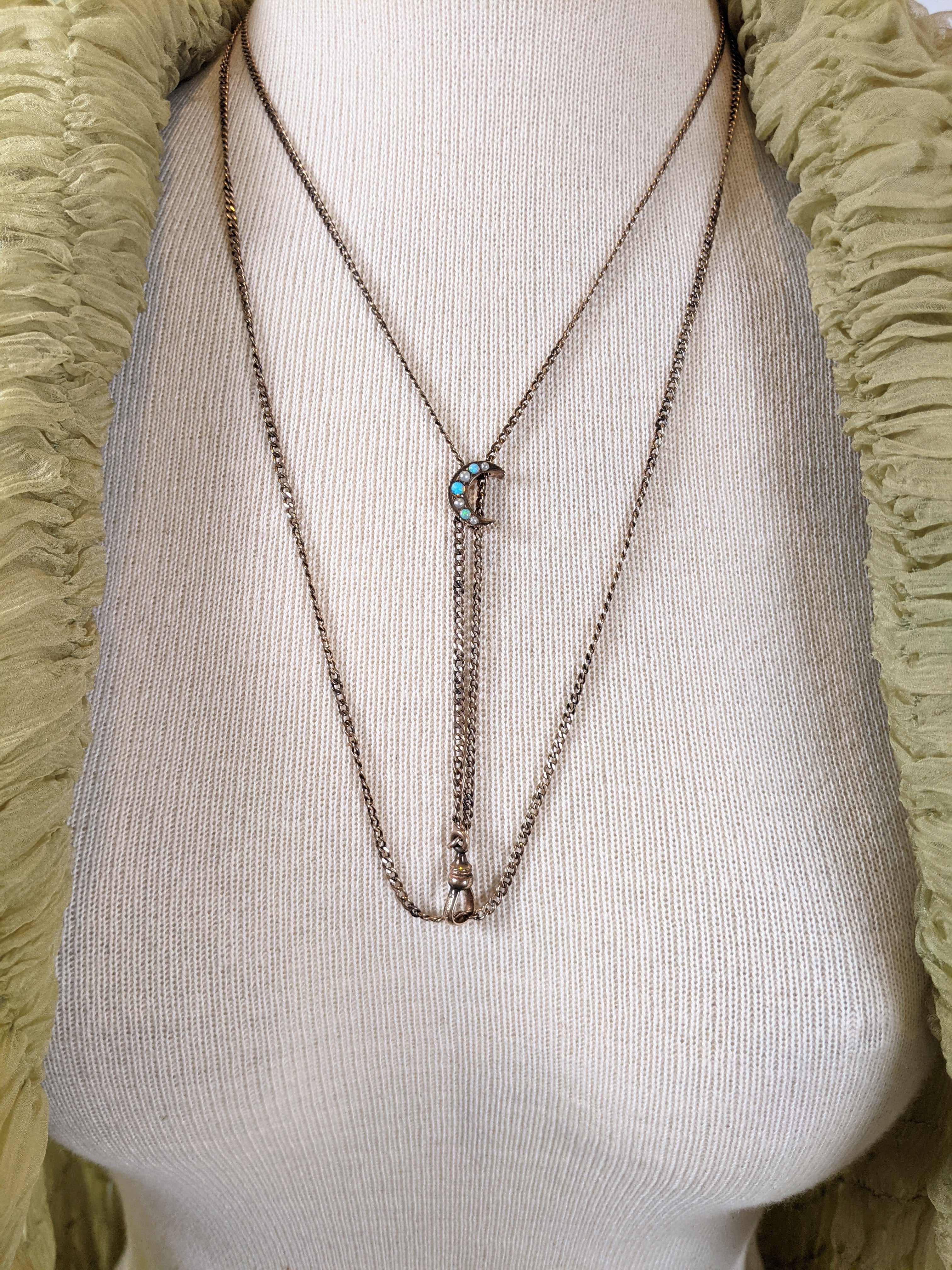 1900s-1910s Opal + Seed Pearl Slide Chain