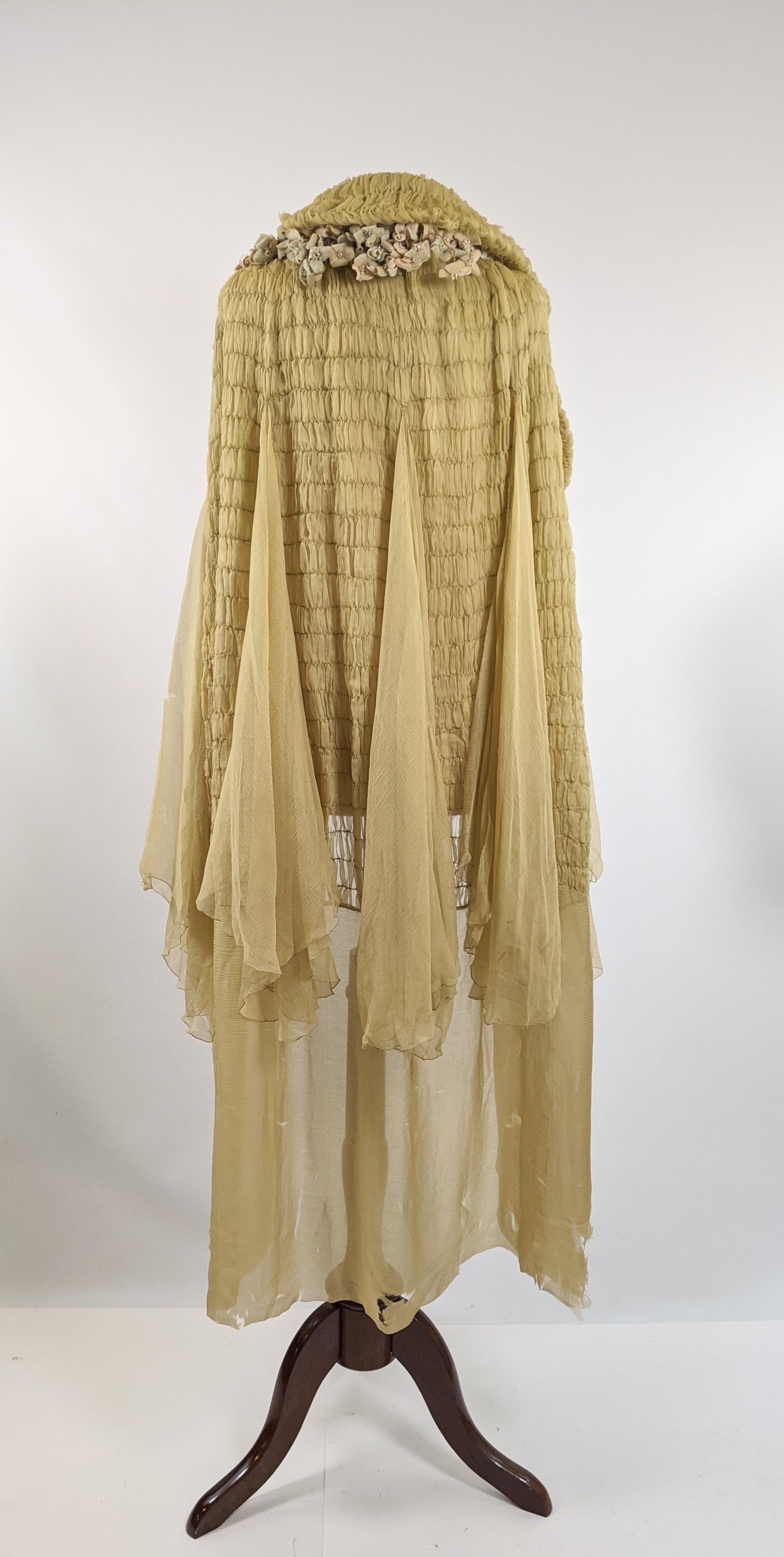 1910s-1920s Chartreuse Chiffon Cape | Study + Display