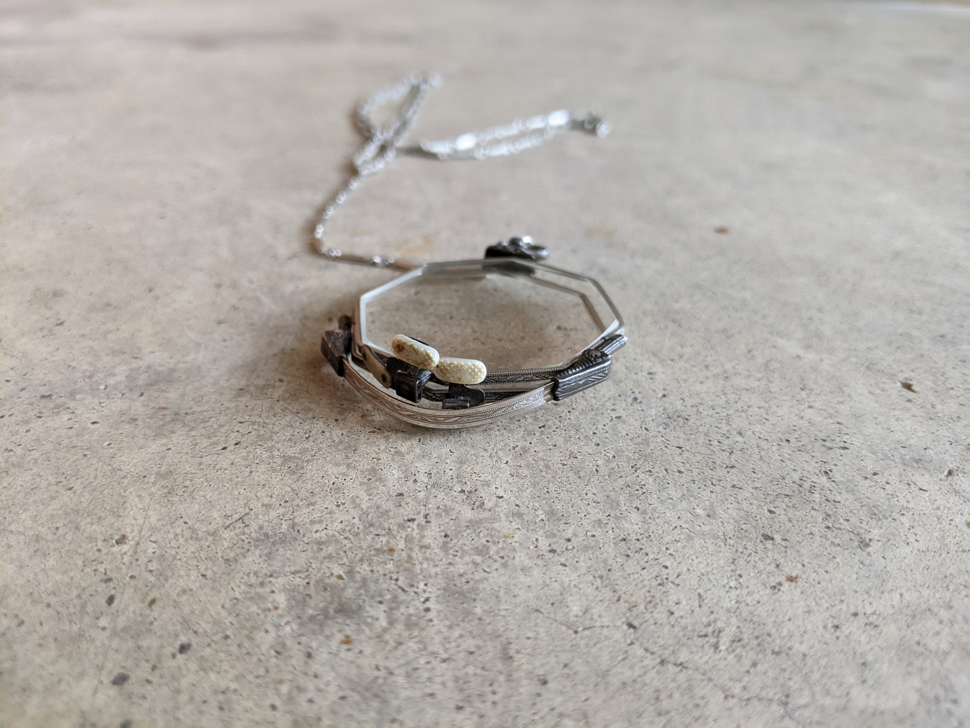 1920s White Gold Filled Lorgnette + Long Chain