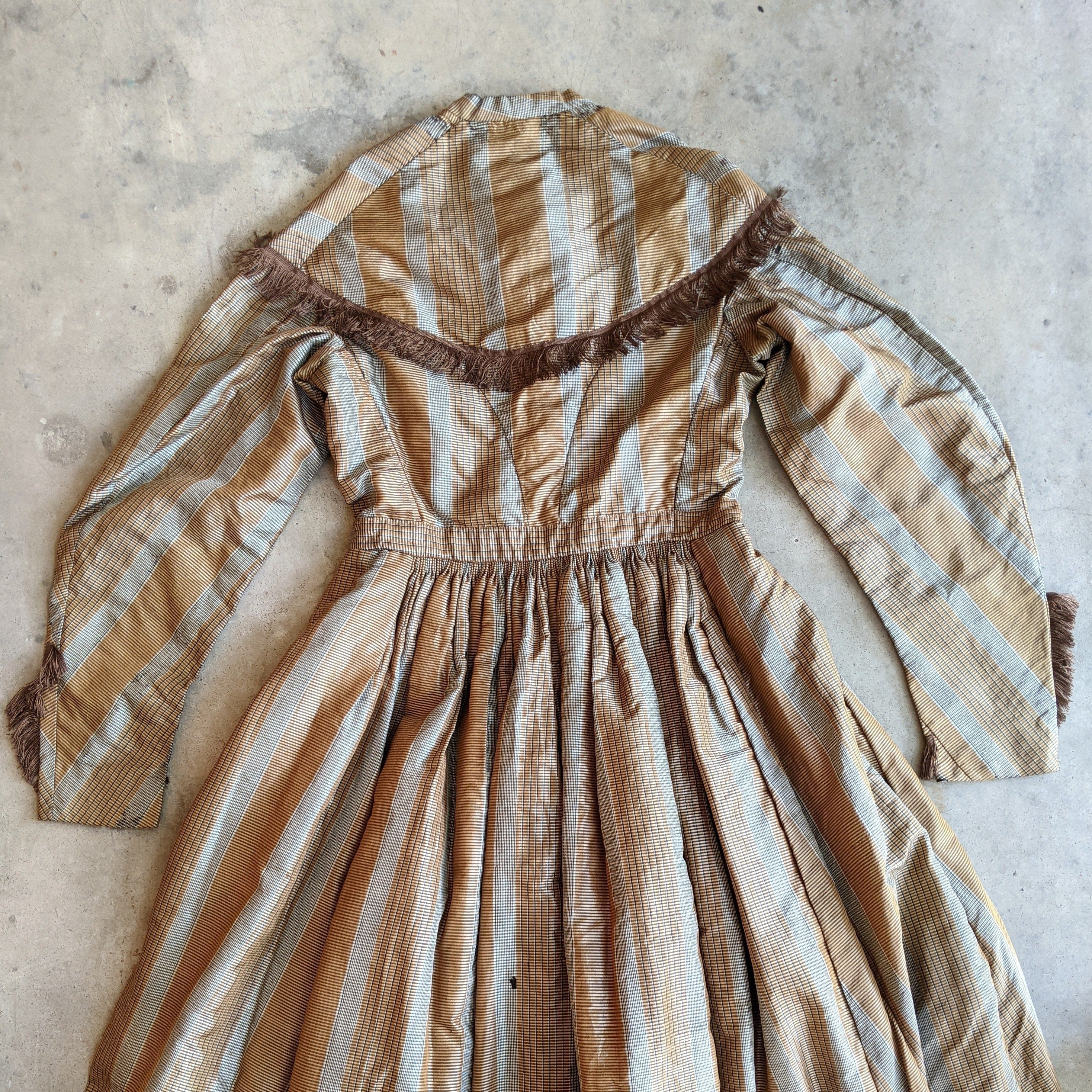 1860s Earth Tones Silk Gown