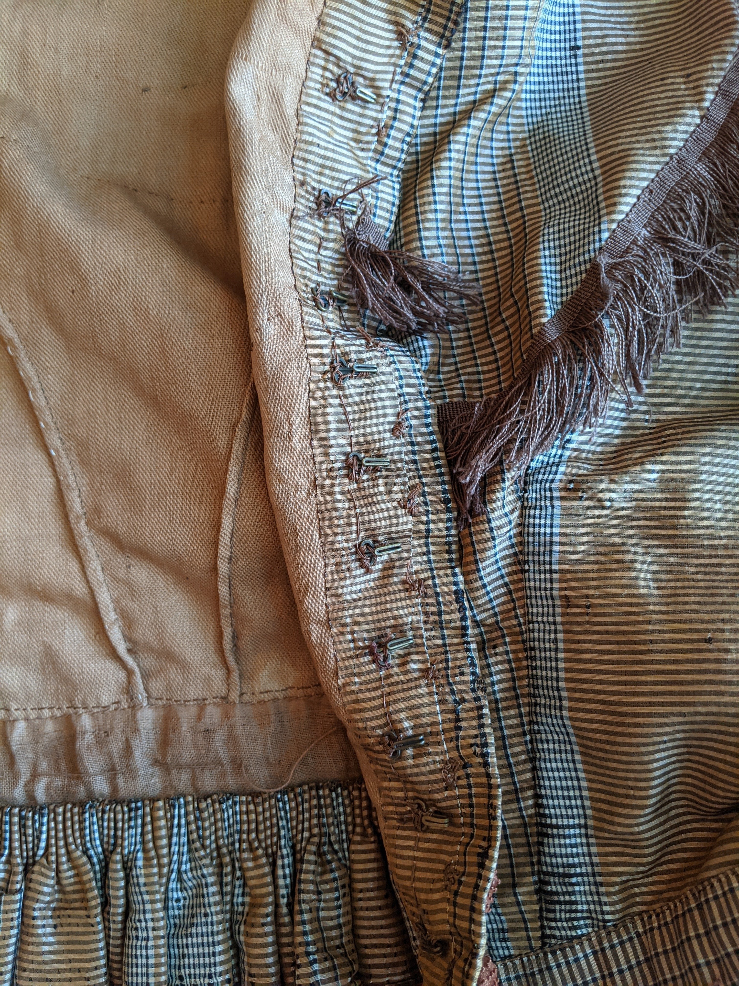 1860s Earth Tones Silk Gown