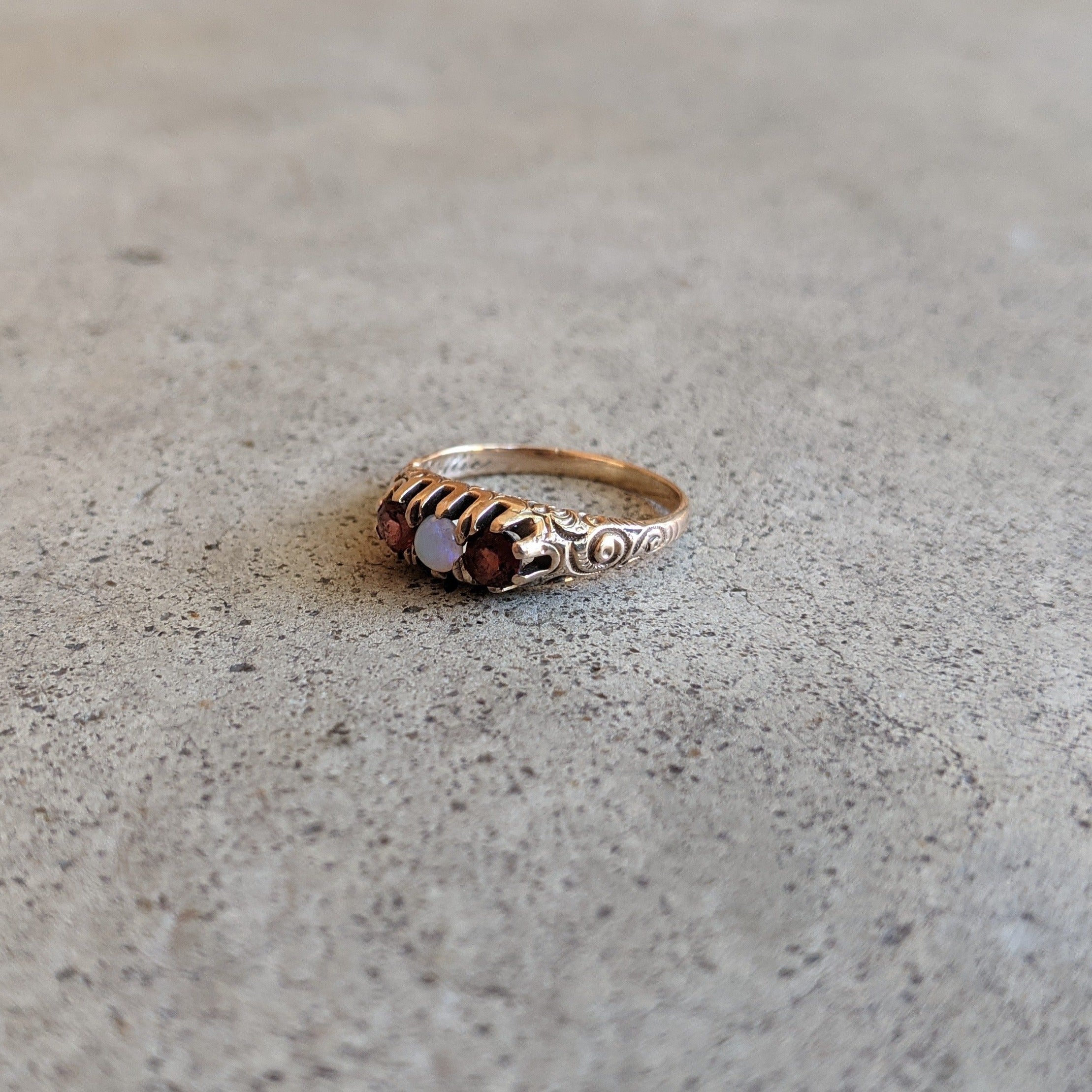 1890s-1900s Garnet + Opal Gold Ring