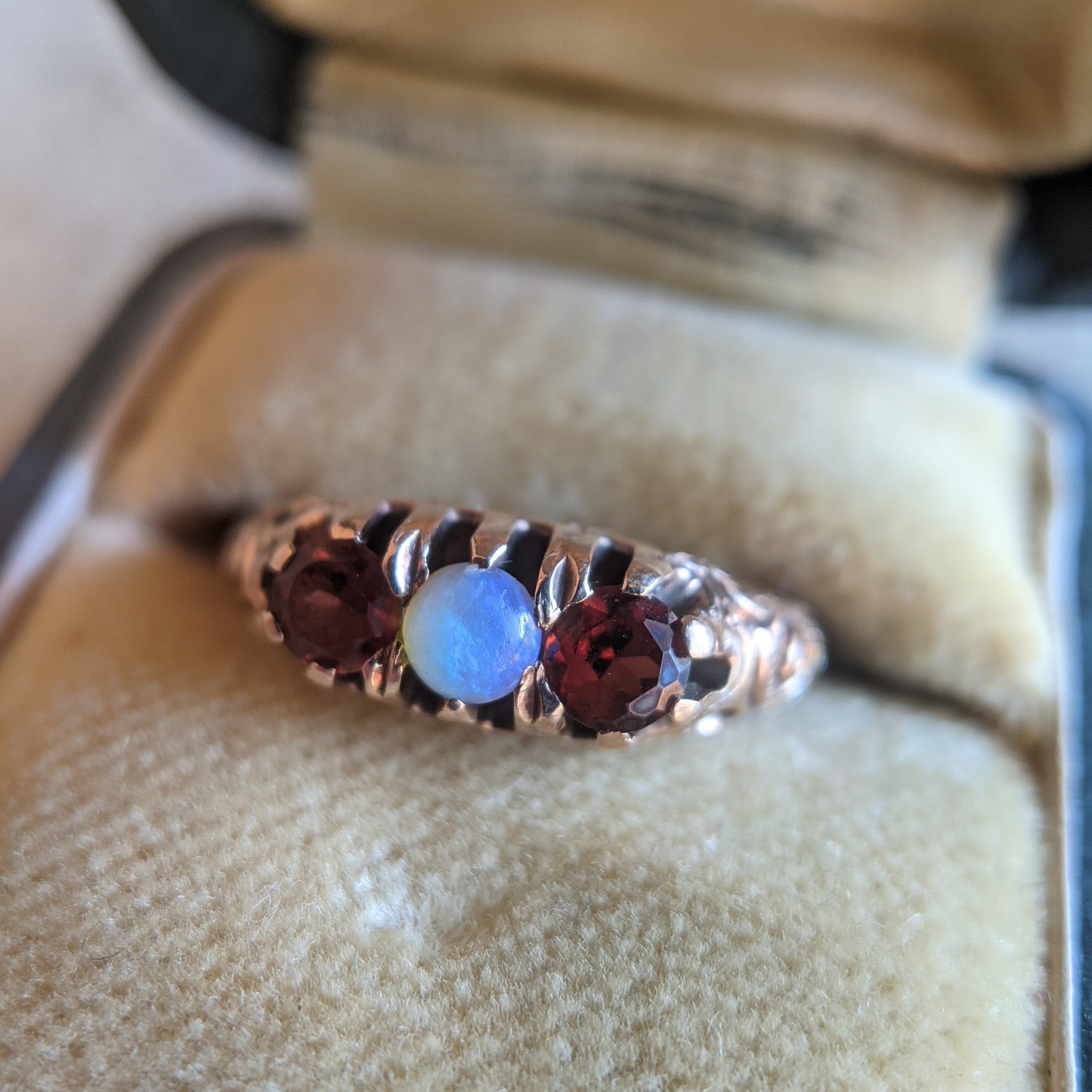 1890s-1900s Garnet + Opal Gold Ring