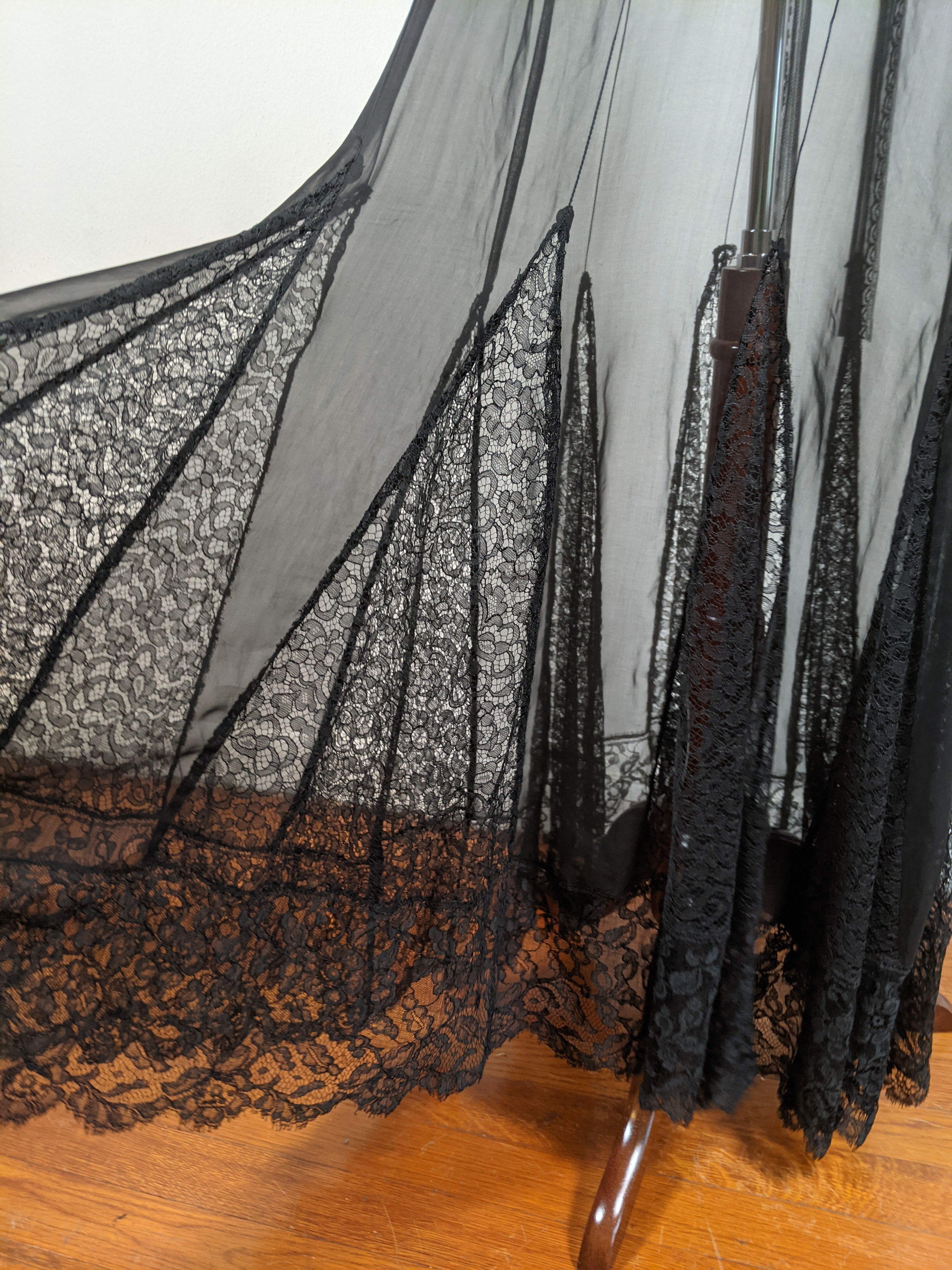 1930s Black Silk + Lace Dress