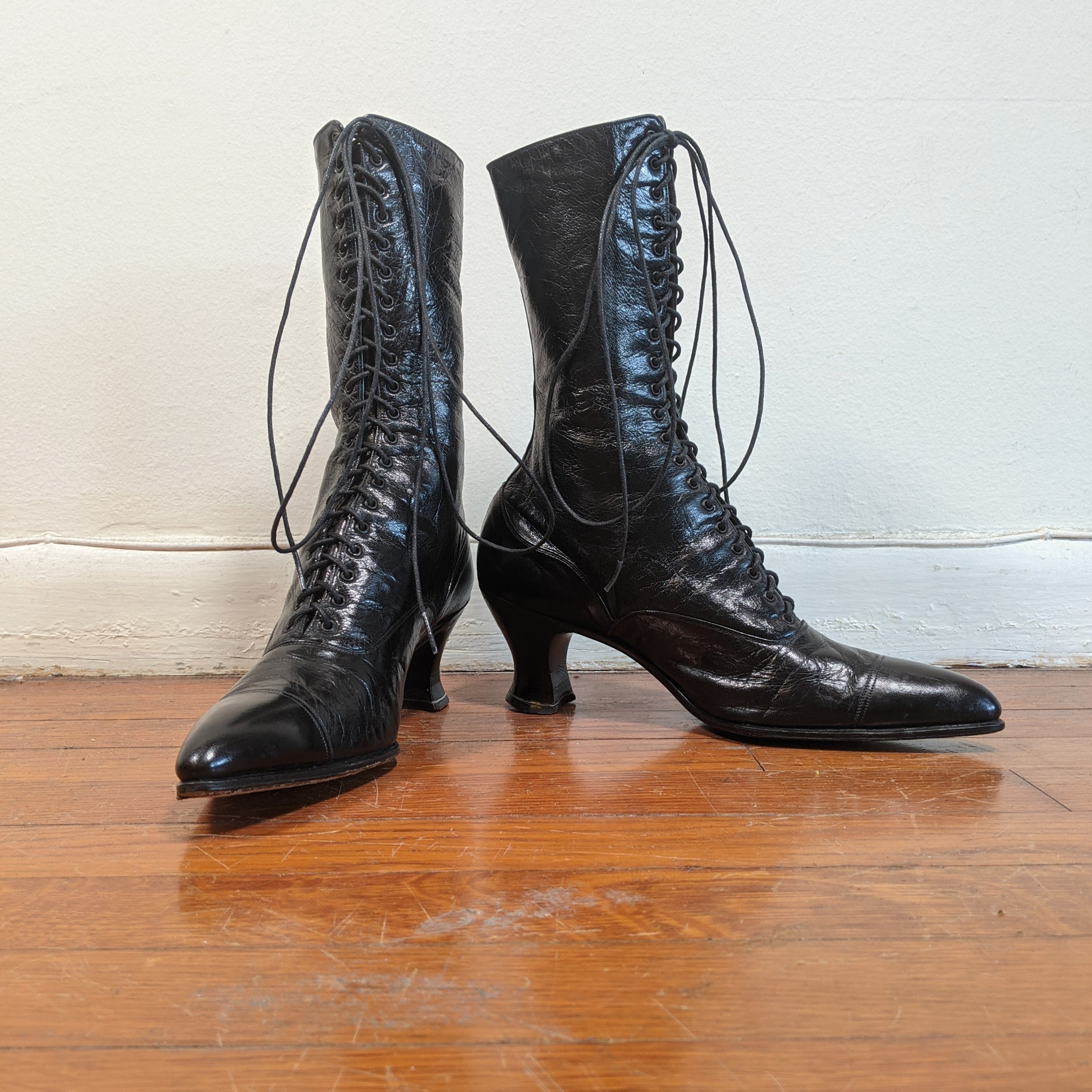 1910s-1920s Black Louis Heel Boots | Approx 6.5-7